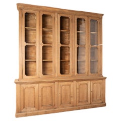 Large Bleached Oak Bookcase With Adjustable Shelves, France circa 1900-20