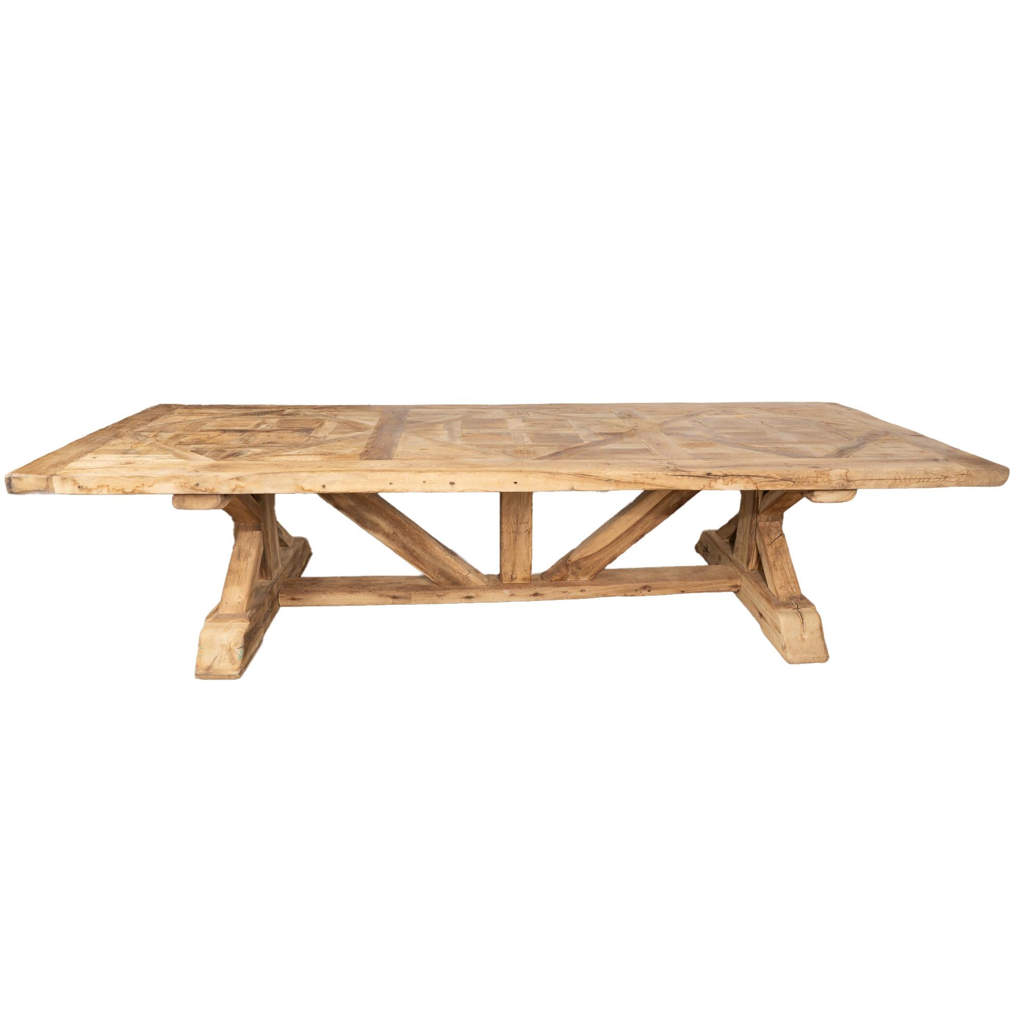 Large Bleached Oak Dining Table from France 7