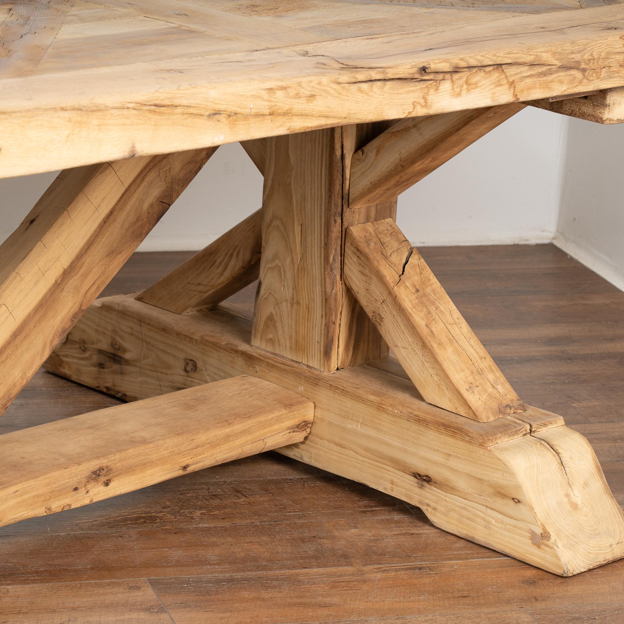 French Large Bleached Oak Dining Table from France