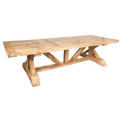 Large Bleached Oak Dining Table from France