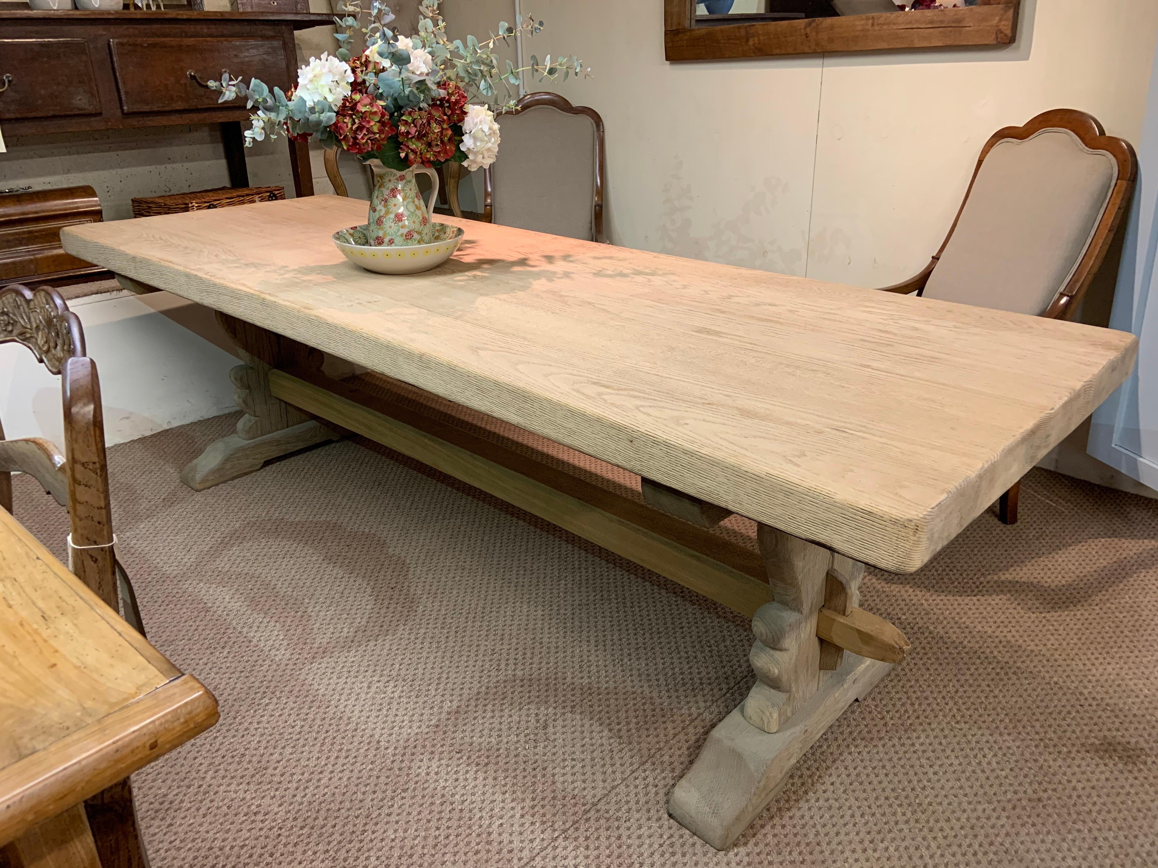 Country Large Bleached Oak Farmhouse Table