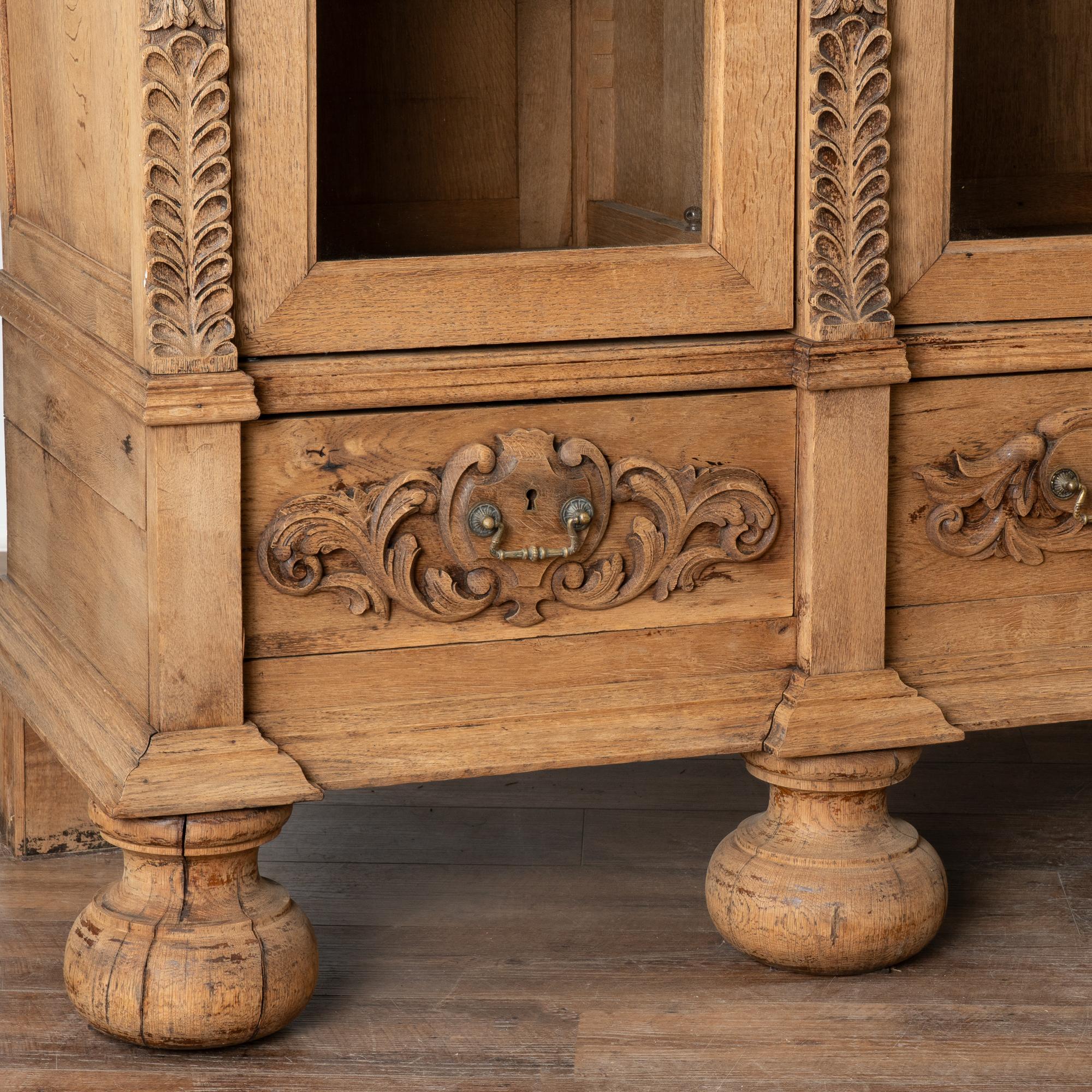 Large Bleached Oak French Bookcase Display Cabinet, circa 1890 5
