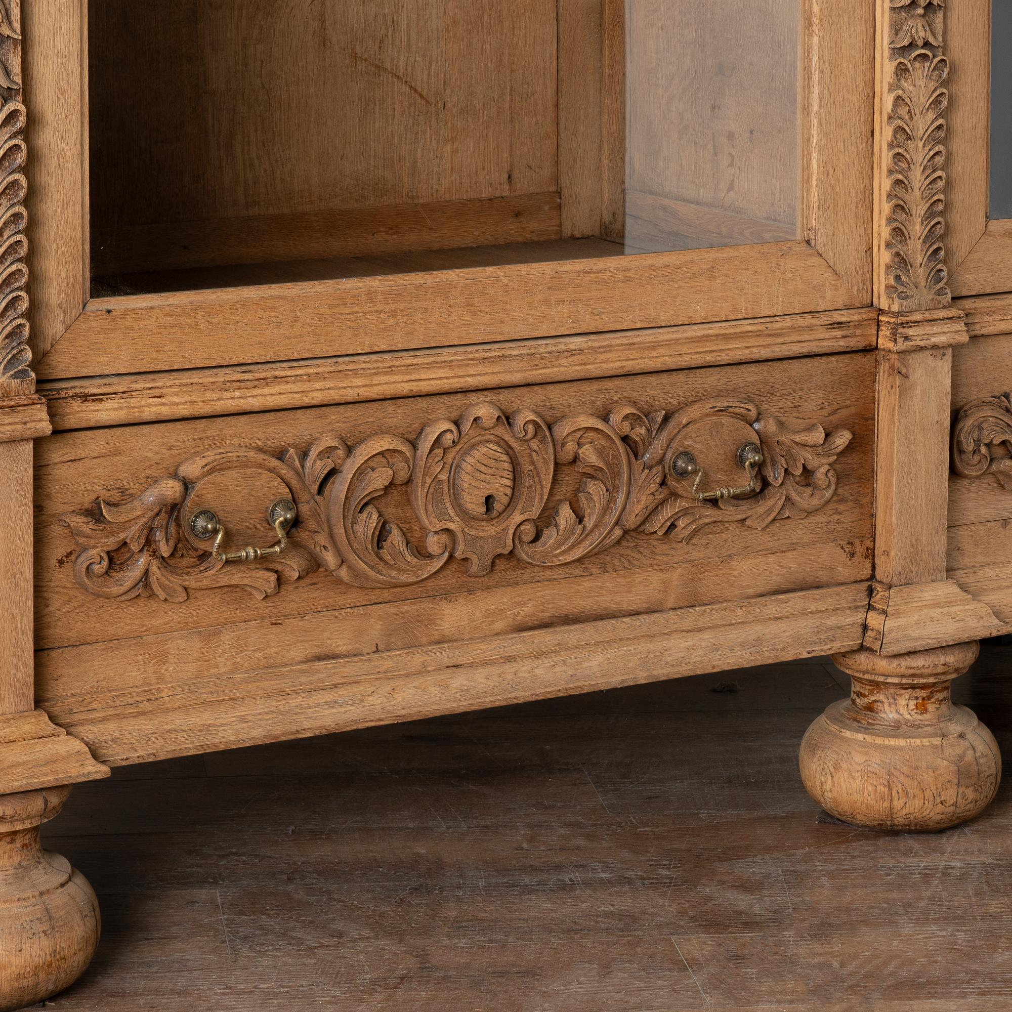 Large Bleached Oak French Bookcase Display Cabinet, circa 1890 6