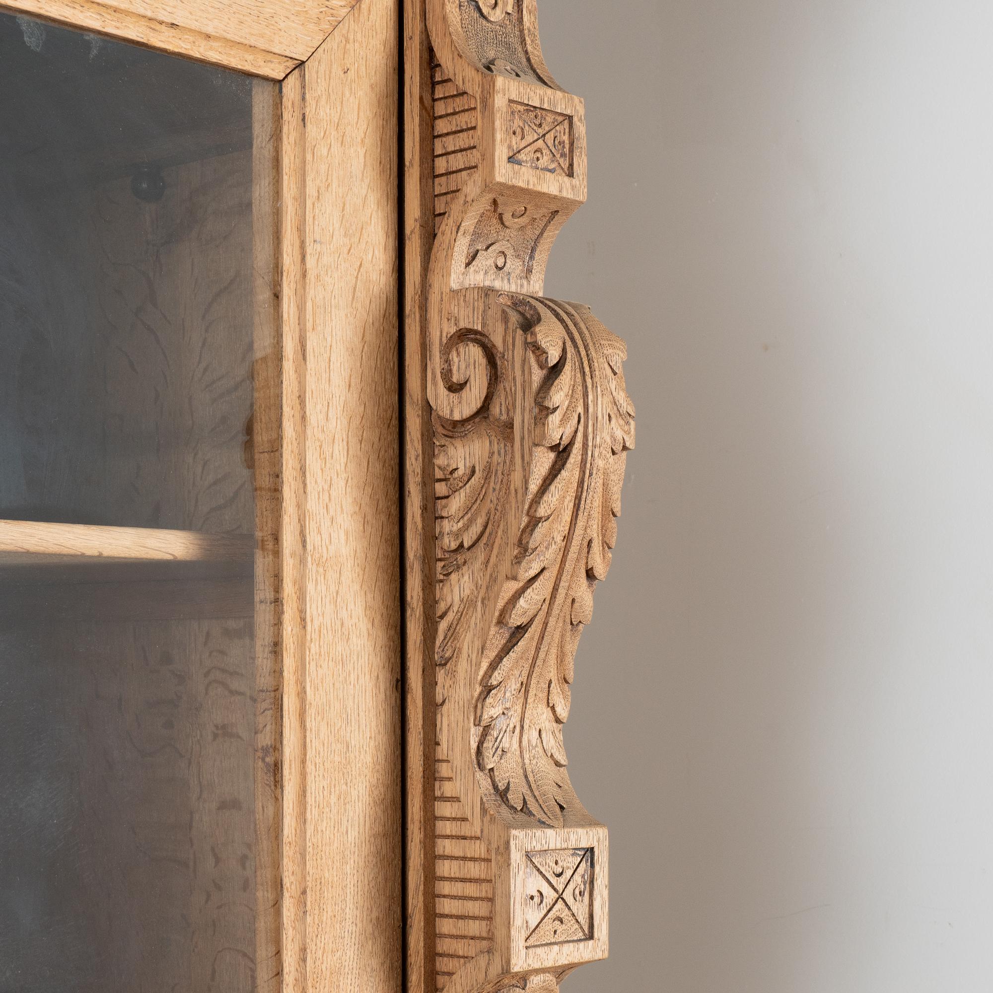 Large Bleached Oak French Bookcase Display Cabinet, circa 1890 3