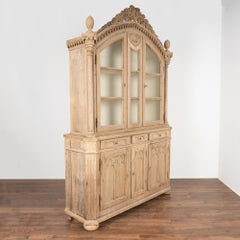 Grande vitrine bibliothèque gothique française en Oak Oak blanchi, vers 1840-60