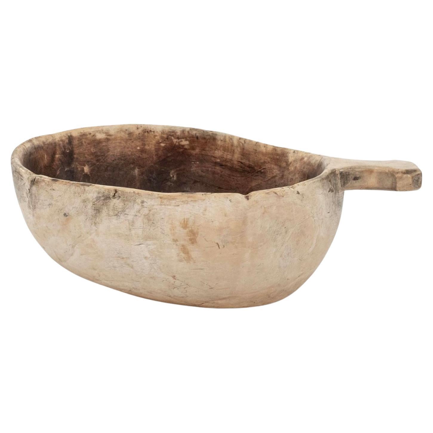 Large Bleached Swedish Lapland Ale Bowl with Handle For Sale