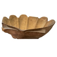 Large Bleached Wooden Carved Shell