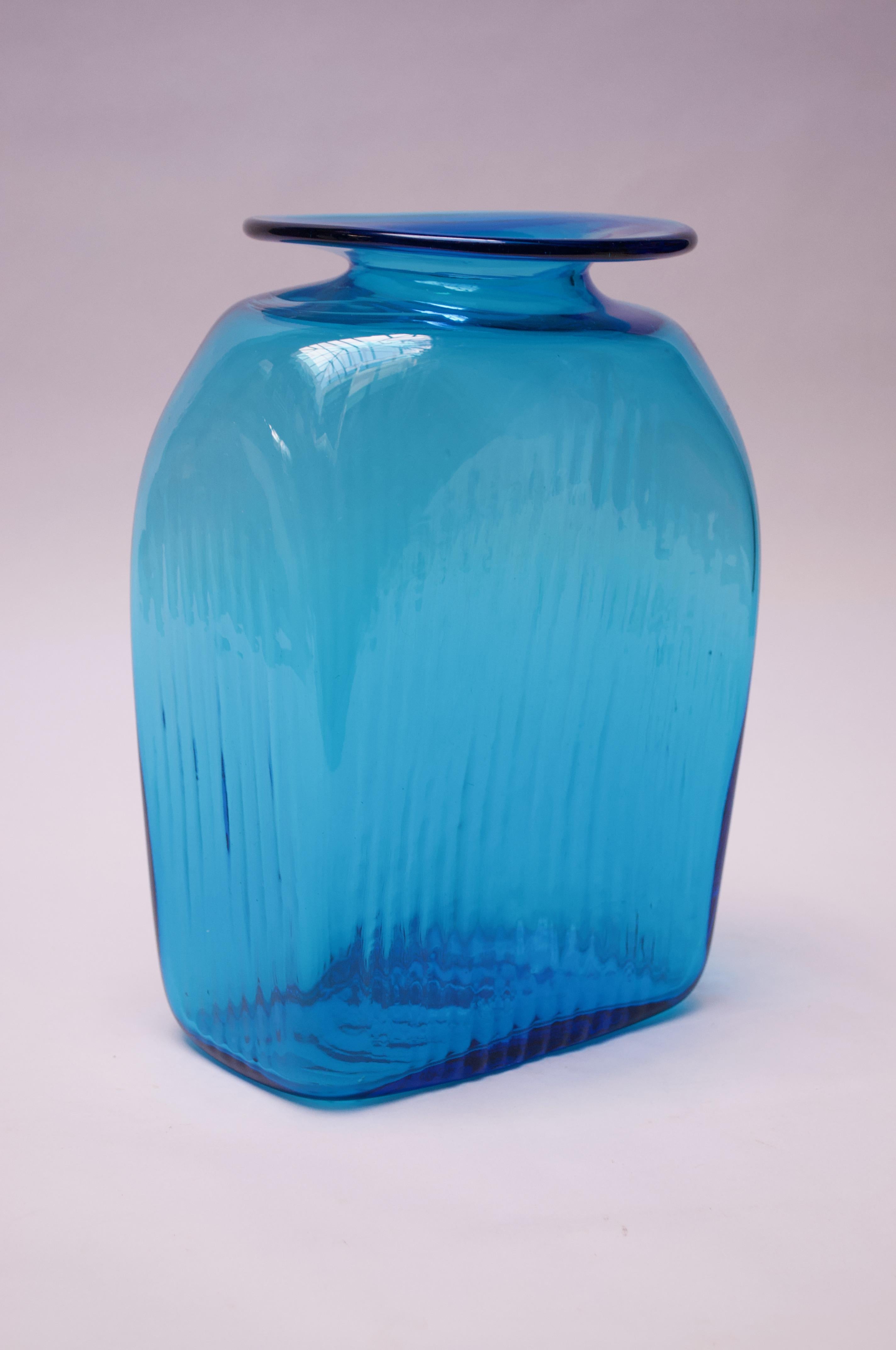 blue glass vase large
