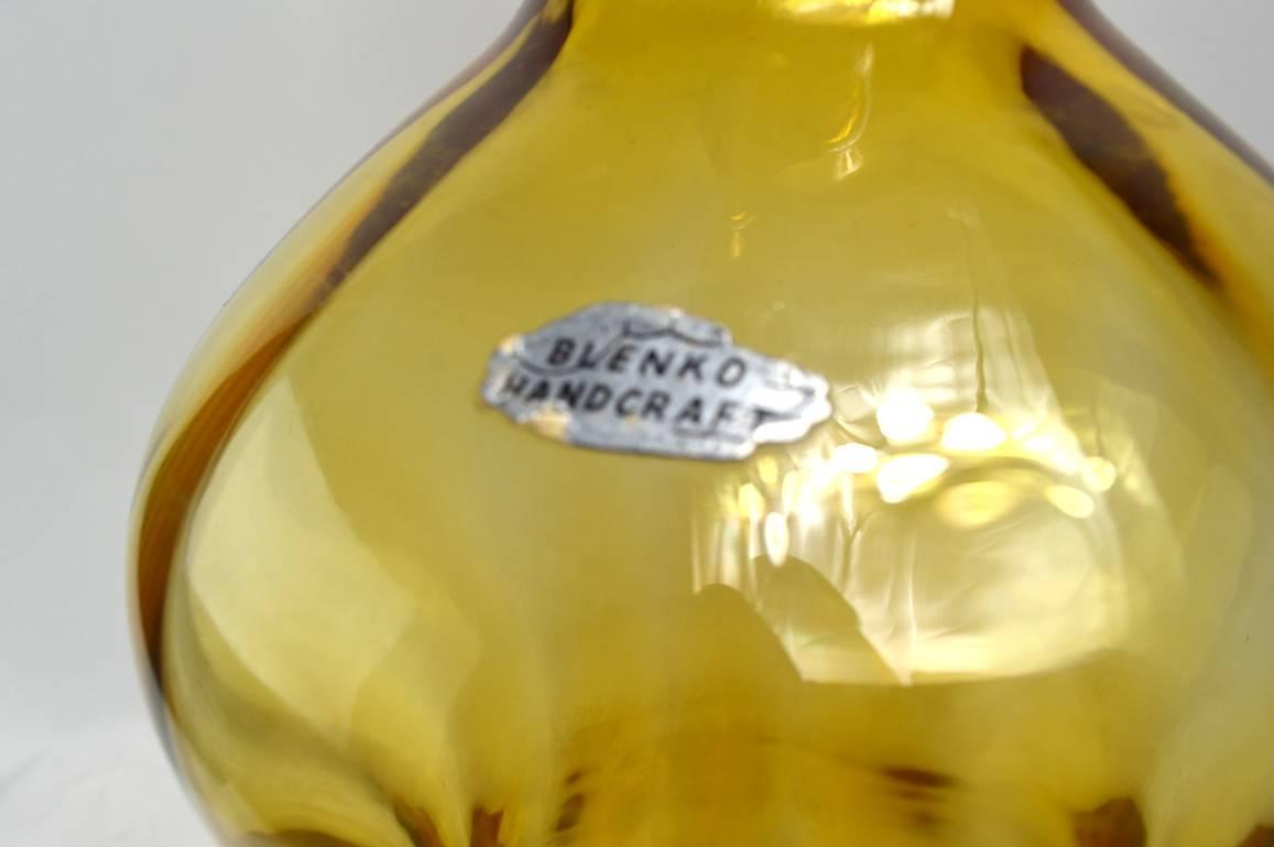 American Large Blenko Bottle by Joel Myers in Wheat
