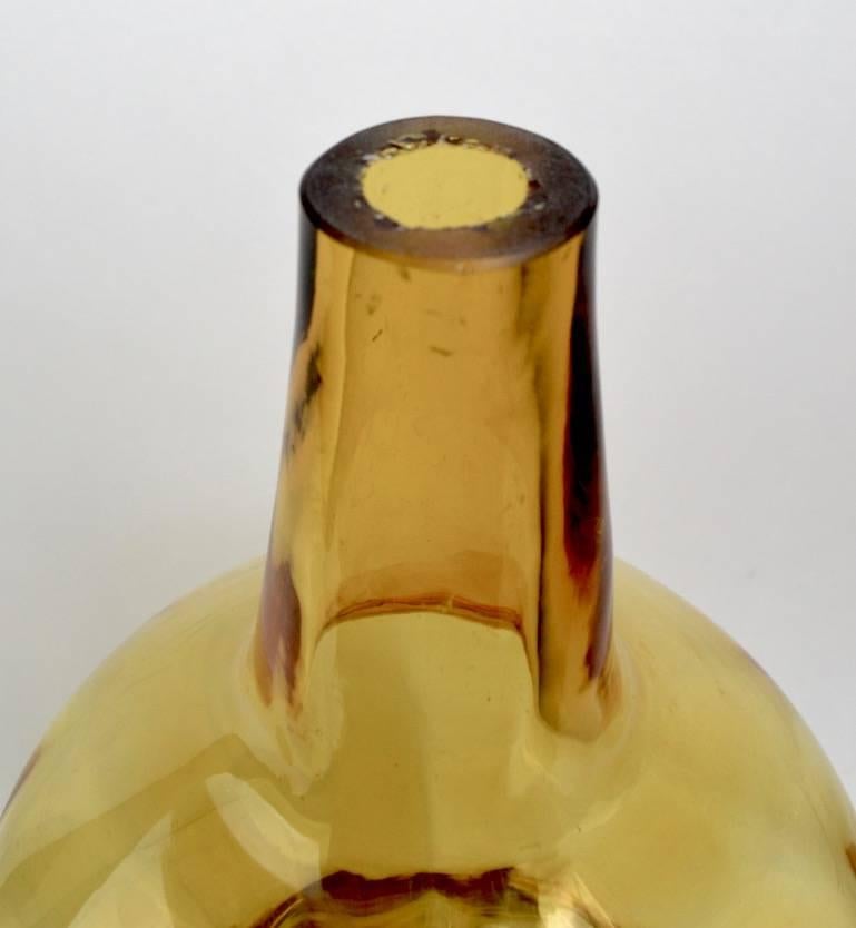Blown Glass Large Blenko Bottle by Joel Myers in Wheat