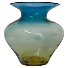 Retro Blenko Large Desert Green Vase Ombre Glass 