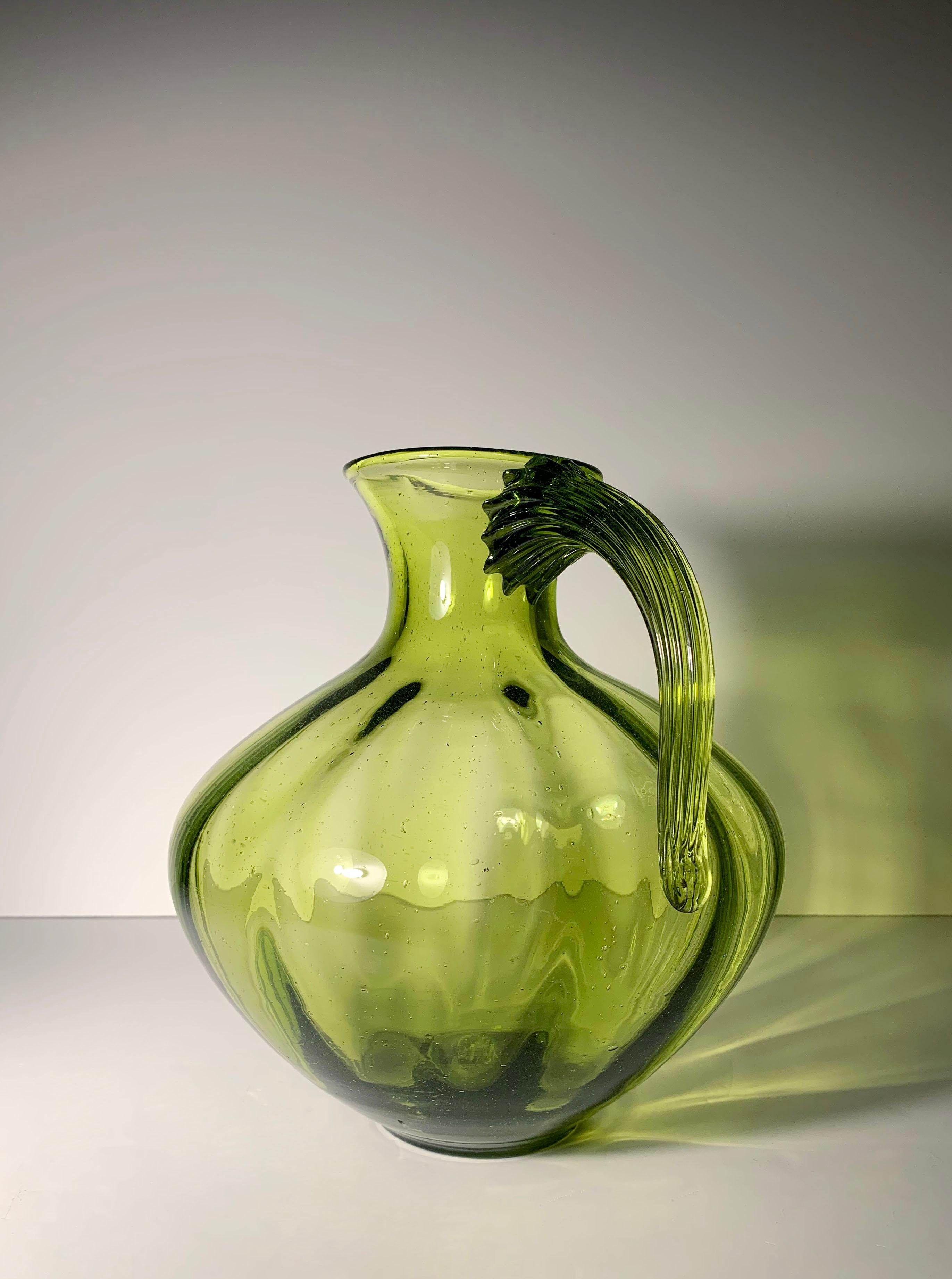 Americano Grande vaso Blenko Optic Chartreuse in vetro di Winslow Anderson in vendita