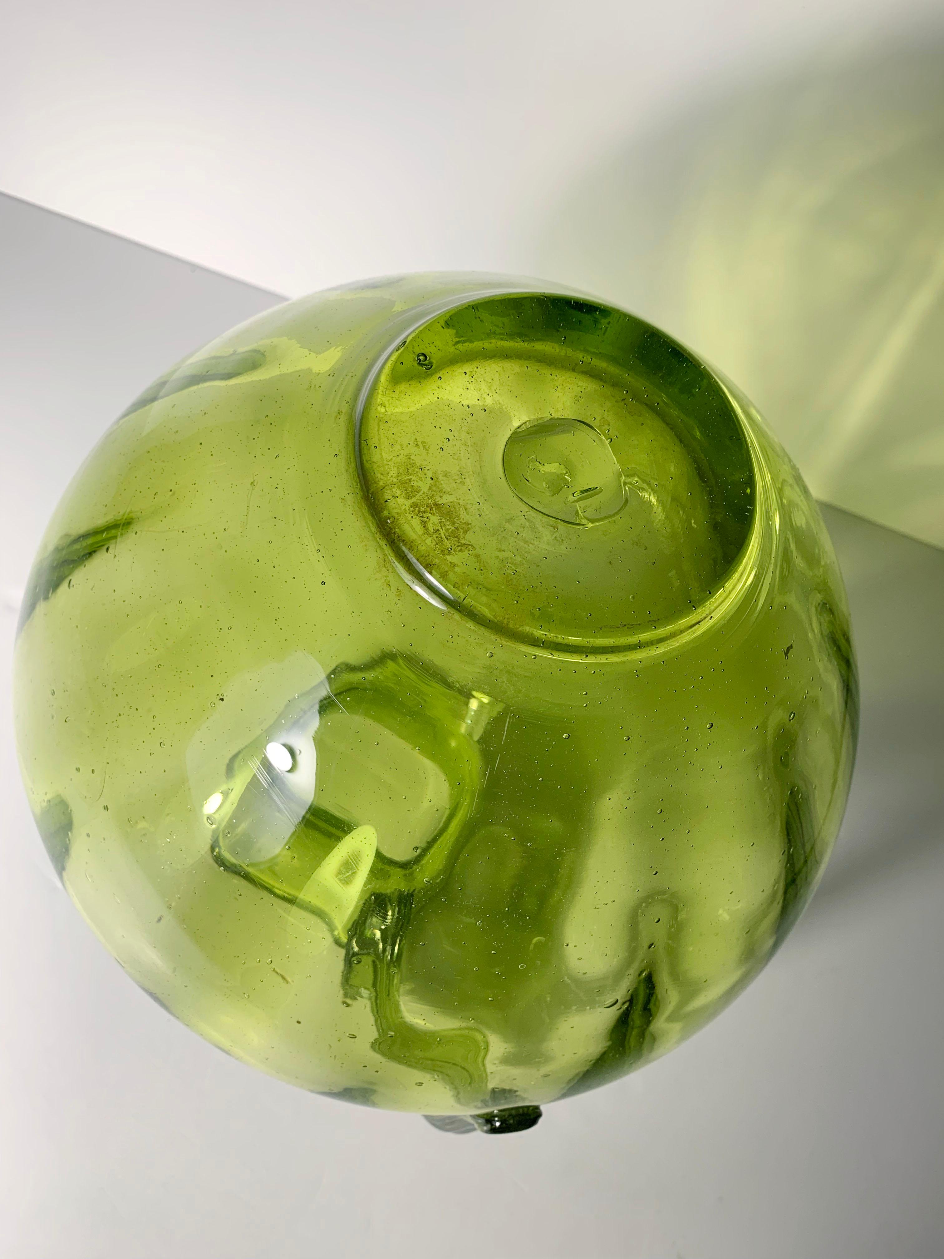 Vetro artistico Grande vaso Blenko Optic Chartreuse in vetro di Winslow Anderson in vendita