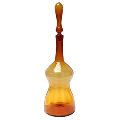 Large Blenko "Wheat" Blown Glass Decanter / Bottle Desgined by Joel Myers