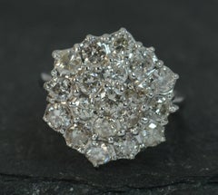 Large Bling 2.40 Carat Diamond and 18 Carat White Gold Cluster Ring
