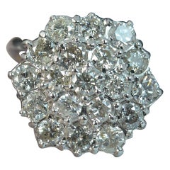 Large Bling 2.40 Carat Diamond and 18 Carat White Gold Cluster Ring