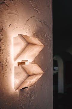 Large 'Block Double' Model #230 Alabaster Sconce in the Manner of Pierre Chareau