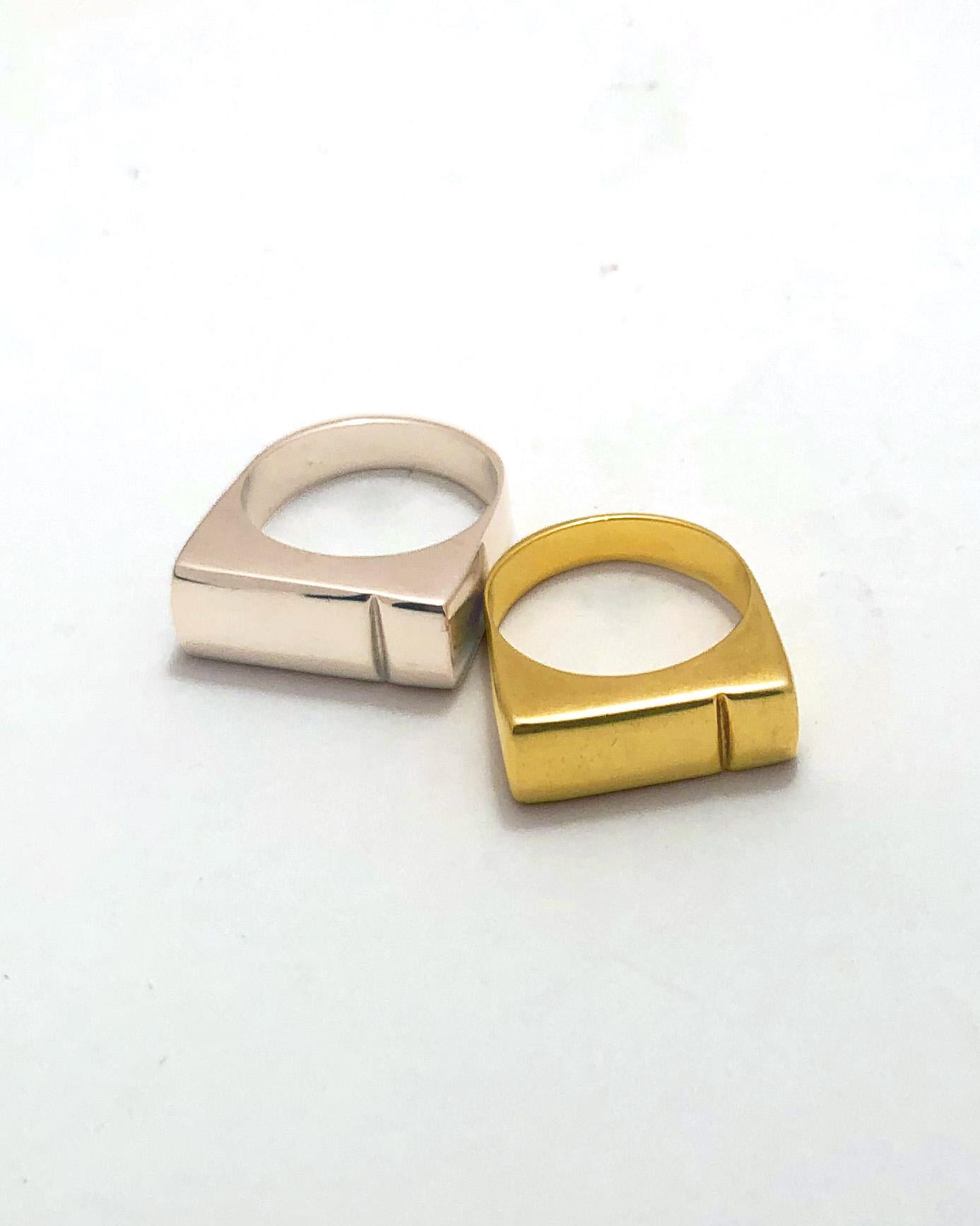 For Sale:   'Large Block' Gold Vermeil Stackable Ring by Emerging Designer Brenna Colvin 5