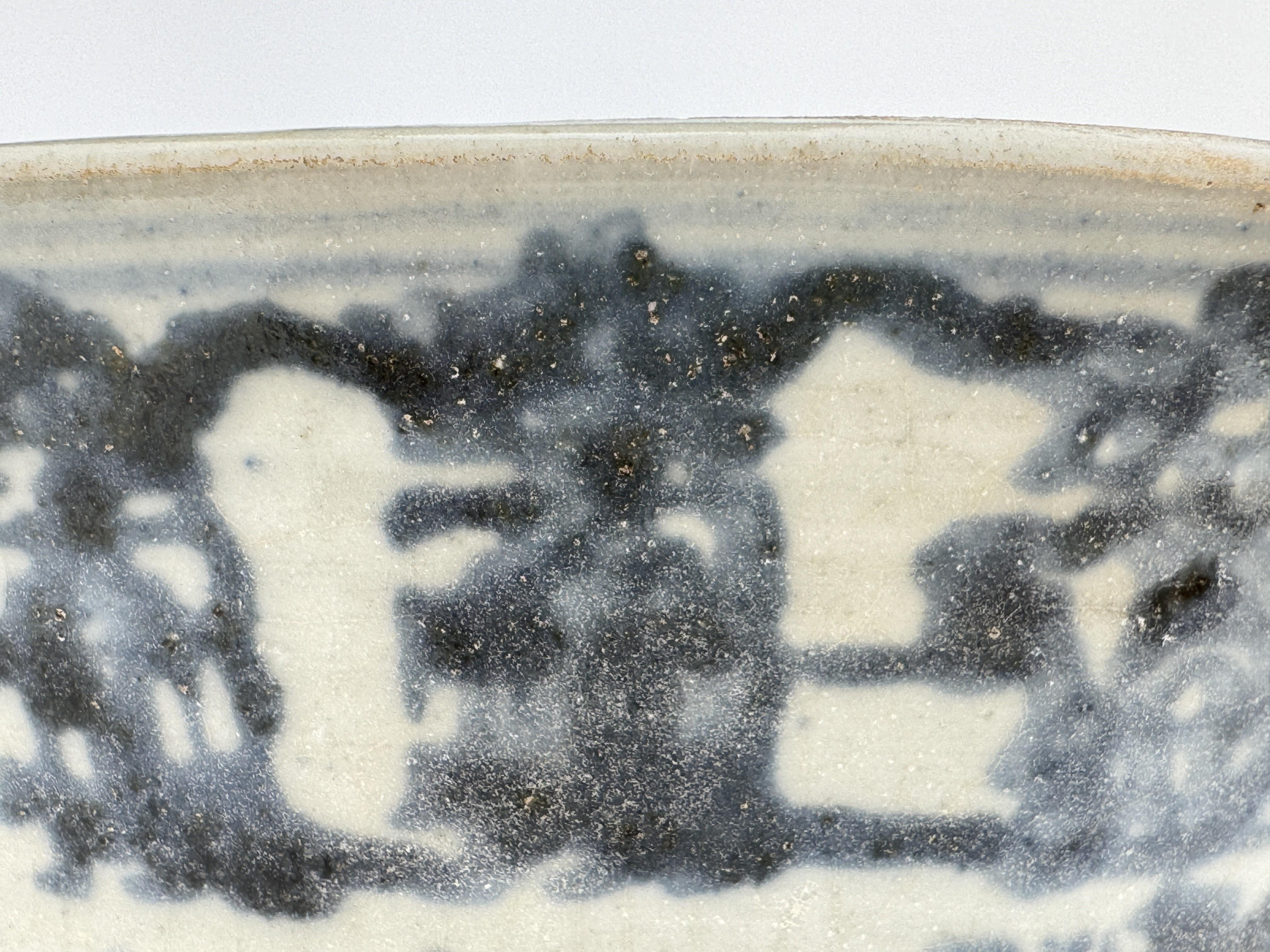 Large Block Print Blue and White Bowl c 1822, Tek Sing Cargo For Sale 7
