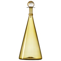 Large Blown Glass Apothecary Bottle, Amber Straw with Gold Leaf by Vetro Vero