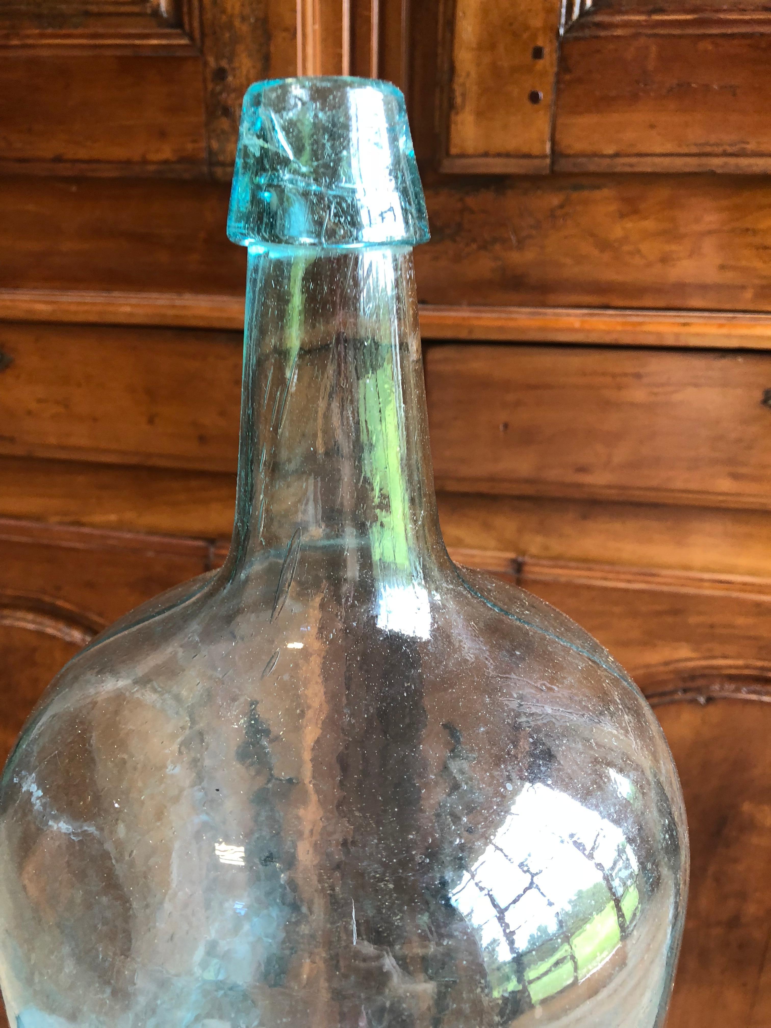 Primitive Large Blown Glass Bottle, 19th Century