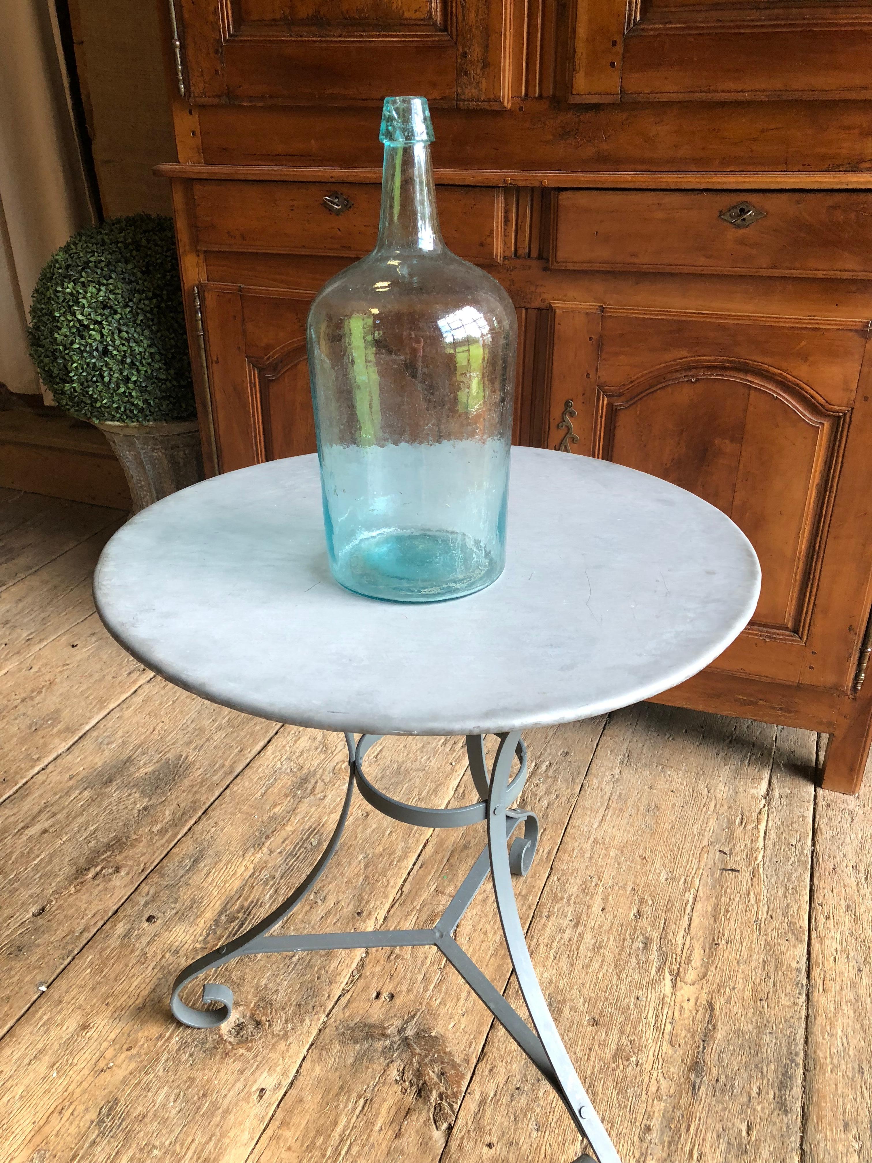 French Large Blown Glass Bottle, 19th Century