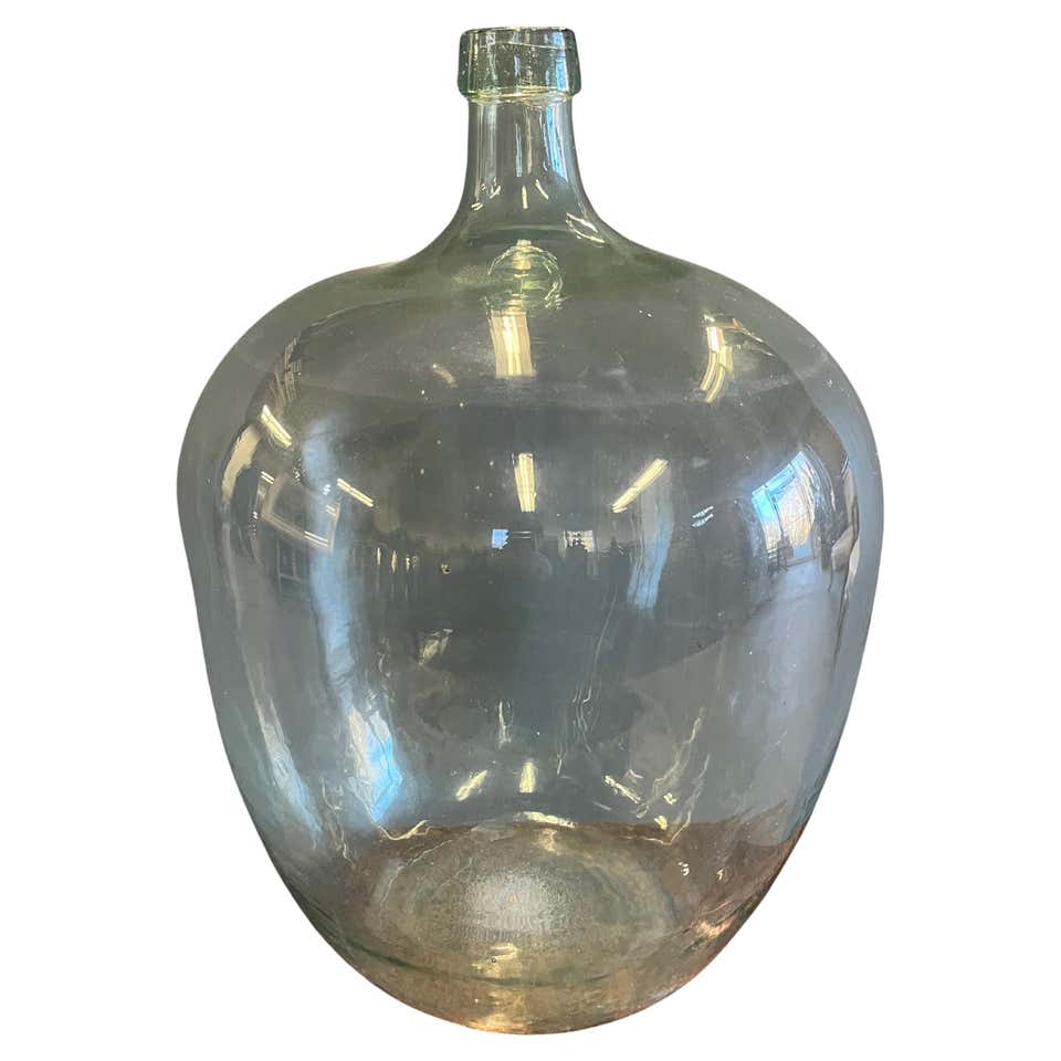 Large Vintage Italian Hand-Blown Green Demijohn / Carboy For Sale at ...