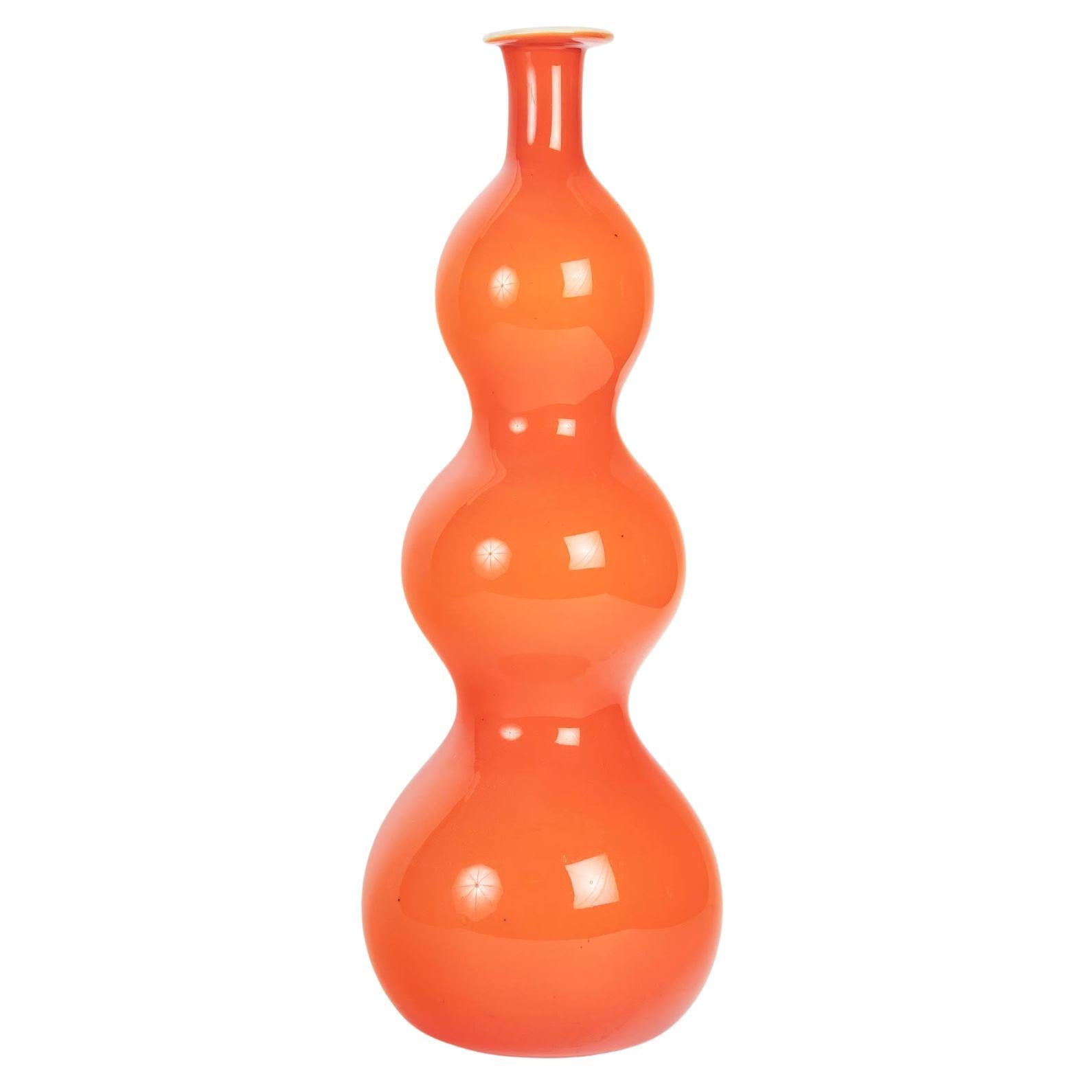 Large Blown Glass Vase in Orange, 20th Century.