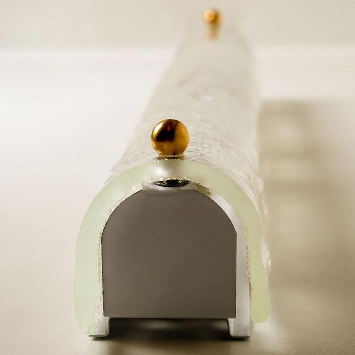 Große Wandleuchten aus geblasenem Muranoglas und Messing von Hillebrand, Deutschland, 1960er Jahre im Angebot 3