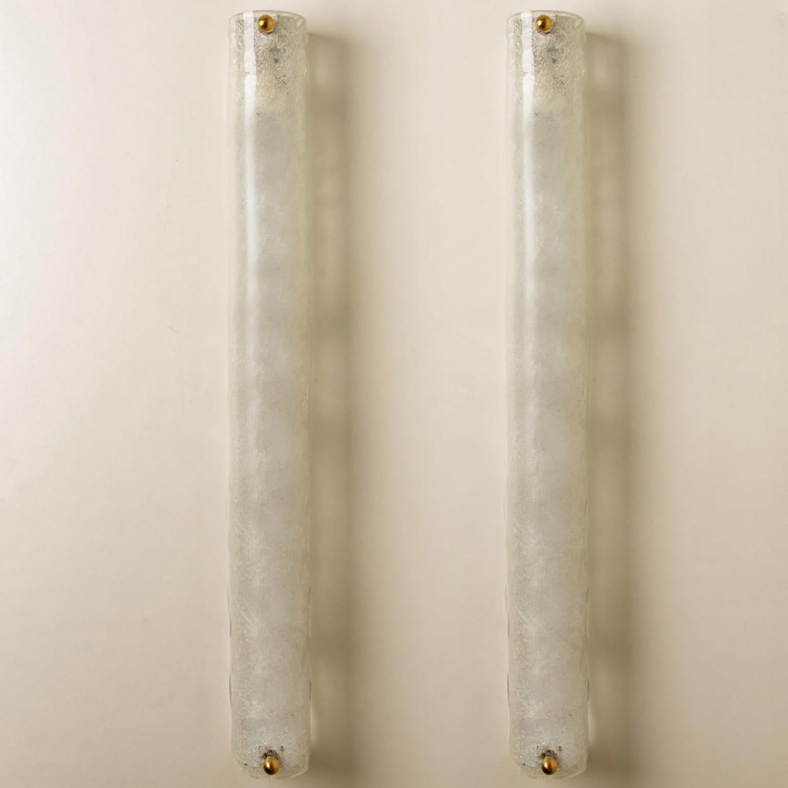 Große Wandleuchten aus geblasenem Muranoglas und Messing von Hillebrand, Deutschland, 1960er Jahre im Angebot 6