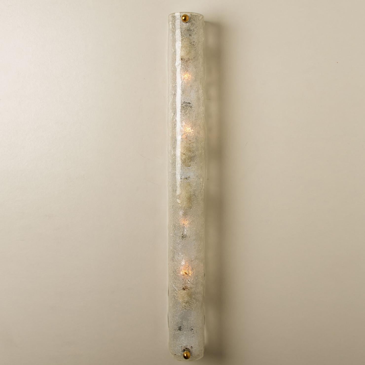 Große Wandleuchten aus geblasenem Muranoglas und Messing von Hillebrand, Deutschland, 1960er Jahre (Sonstiges) im Angebot