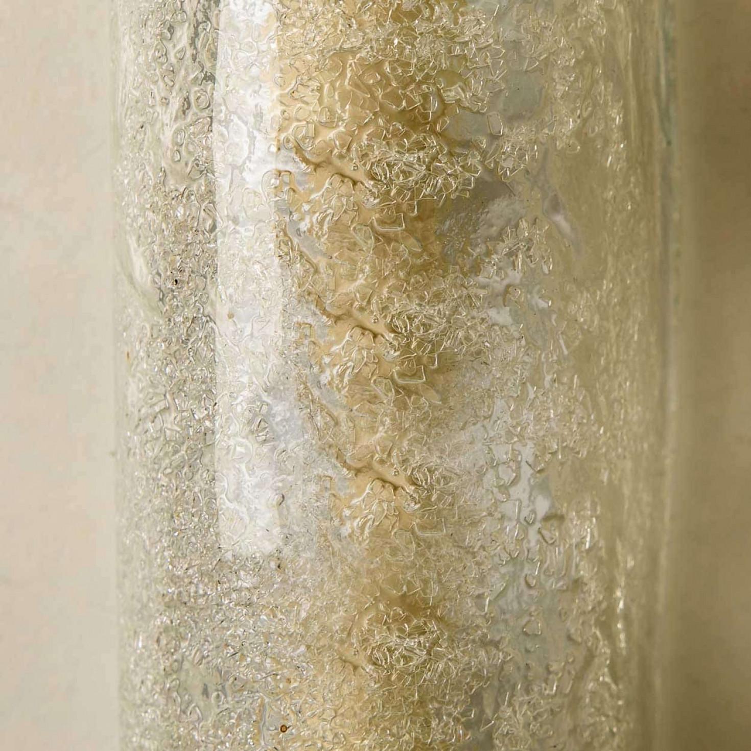 Große Wandleuchten aus geblasenem Muranoglas und Messing von Hillebrand, Deutschland, 1960er Jahre (Metall) im Angebot