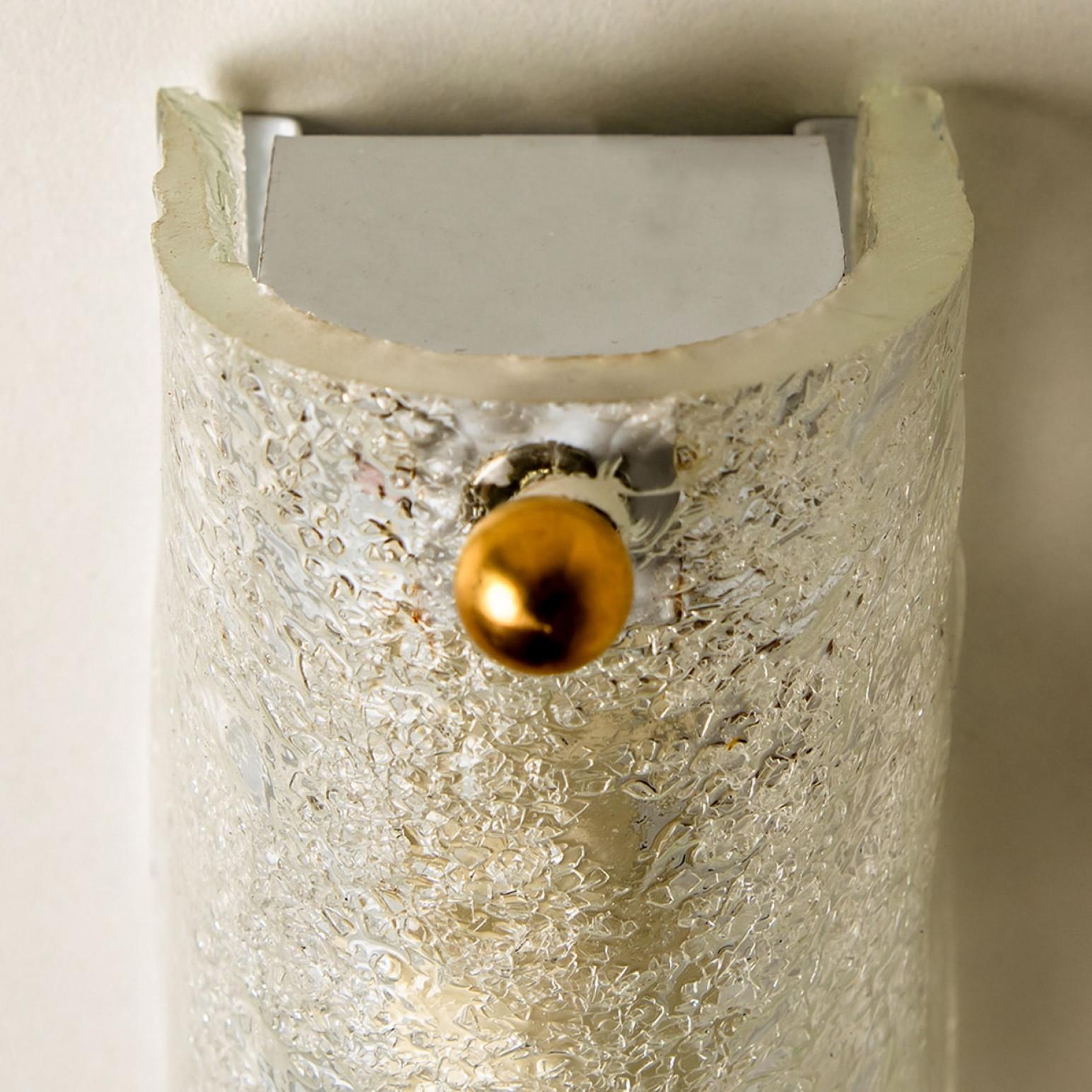 Große Wandleuchten aus geblasenem Muranoglas und Messing von Hillebrand, Deutschland, 1960er Jahre im Angebot 1