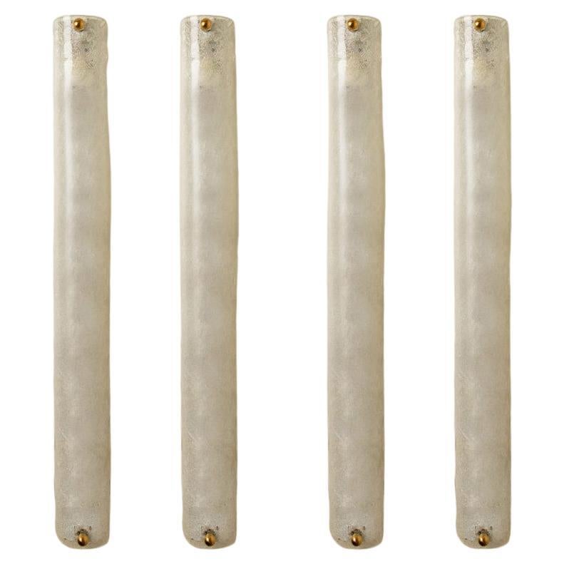 Grandi luci da parete in vetro soffiato di Murano e ottone di Hillebrand, Germania, anni
60