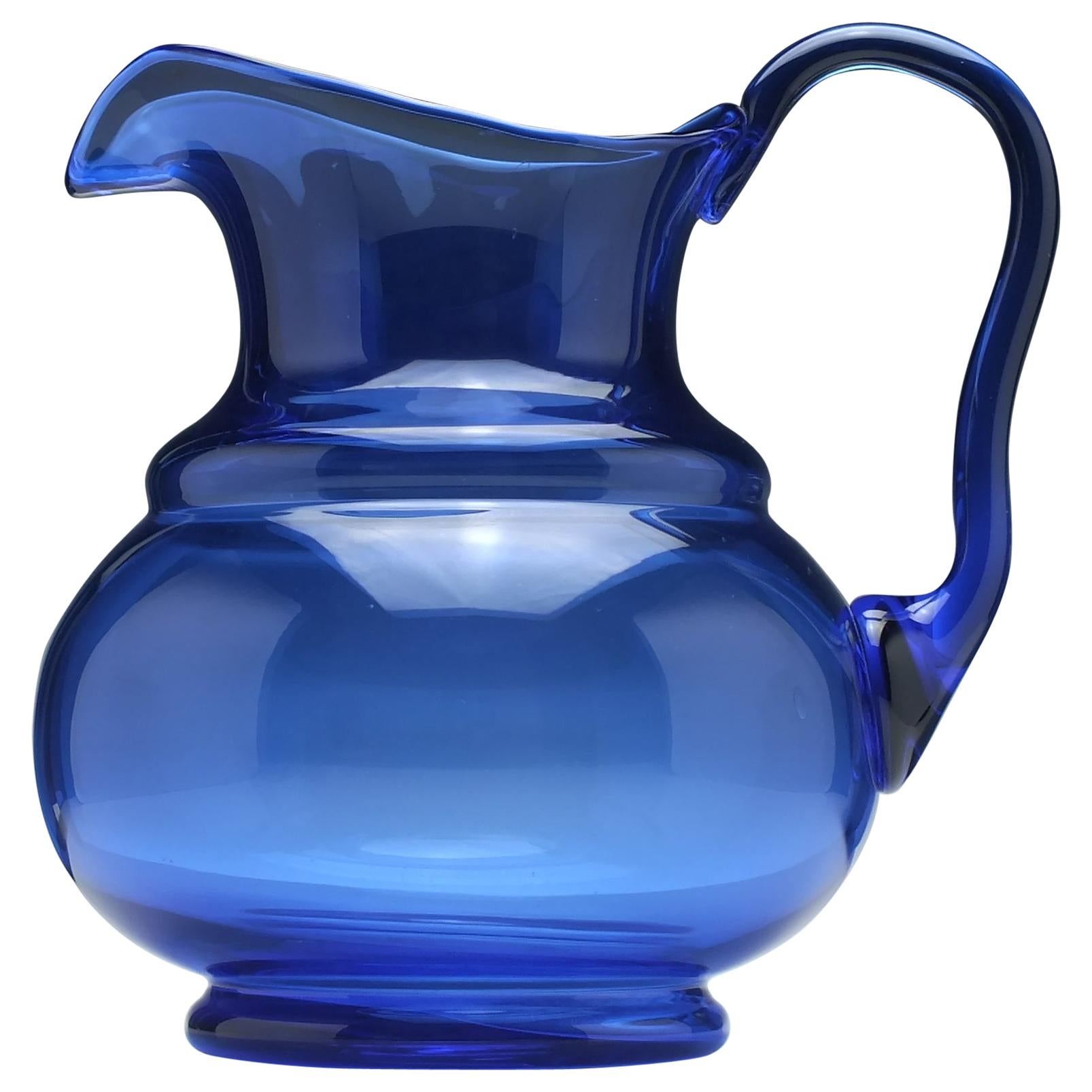 Large Blue 19th Century Water Jug, circa 1880 For Sale