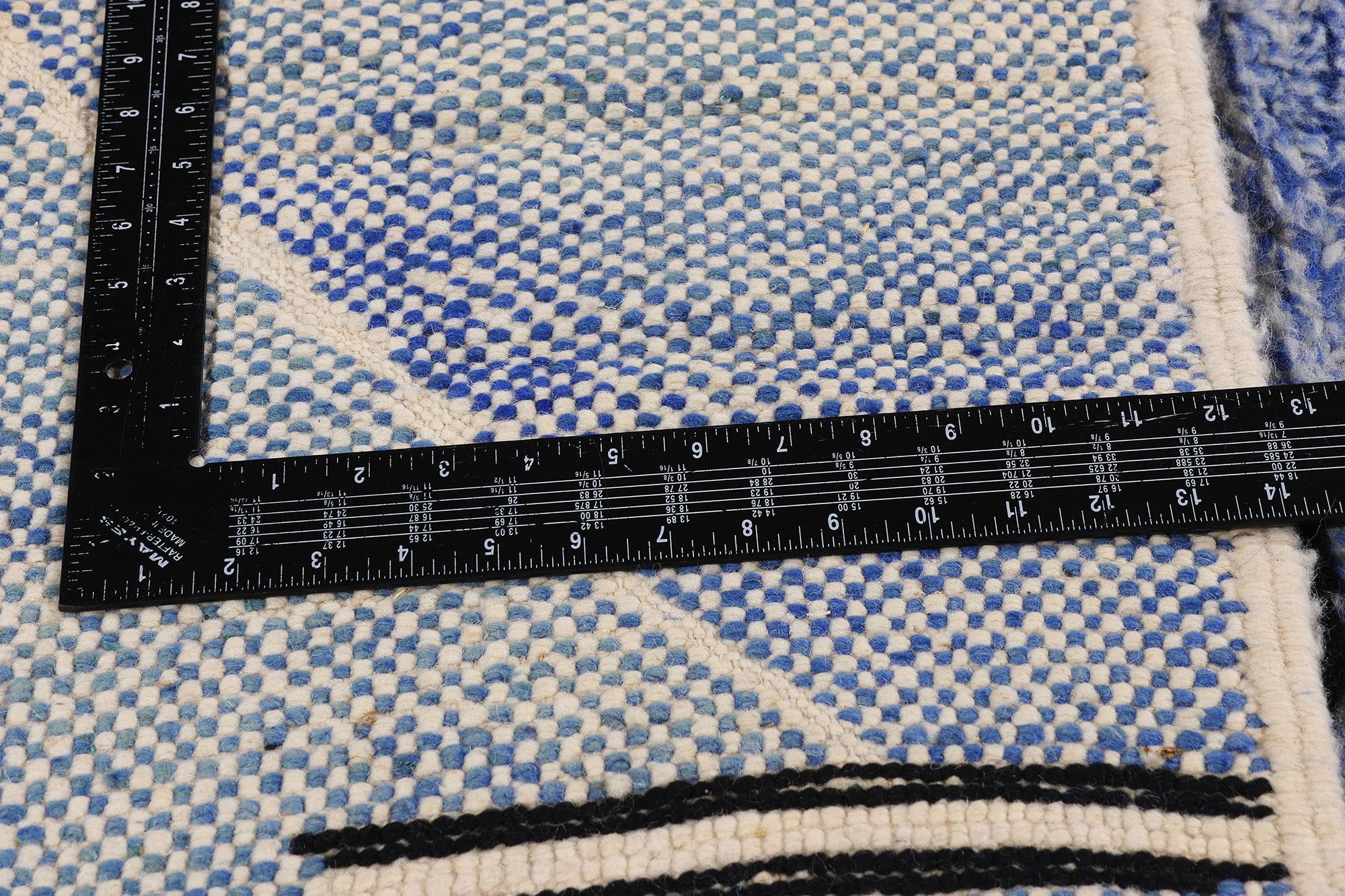 Grande tappeto marocchino berbero astratto blu con stile moderno in vendita 2