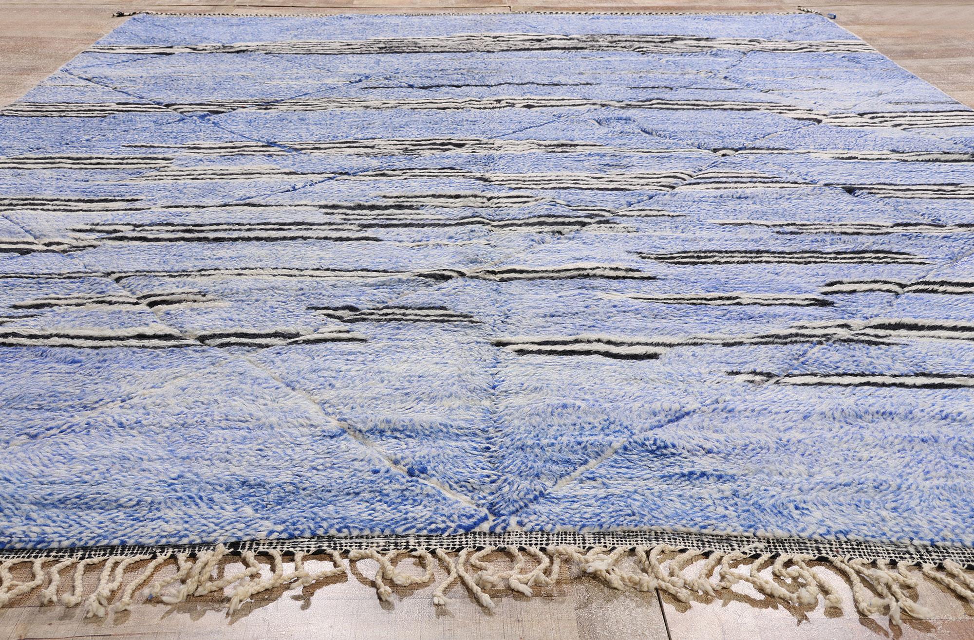 Grande tappeto marocchino berbero astratto blu con stile moderno in vendita 5