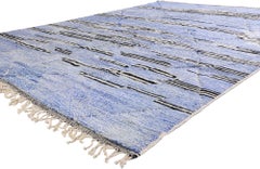 Neuer moderner blauer marokkanischer Berberteppich Beni Mrirt mit expressionistischem Stil