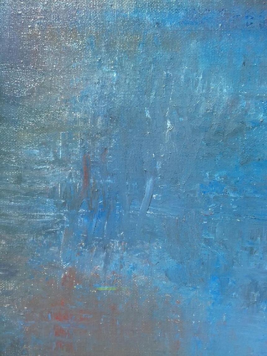 Großes blaues abstraktes Gemälde, Öl auf Leinwand, Gemälde von C. Azuelos im Angebot 1