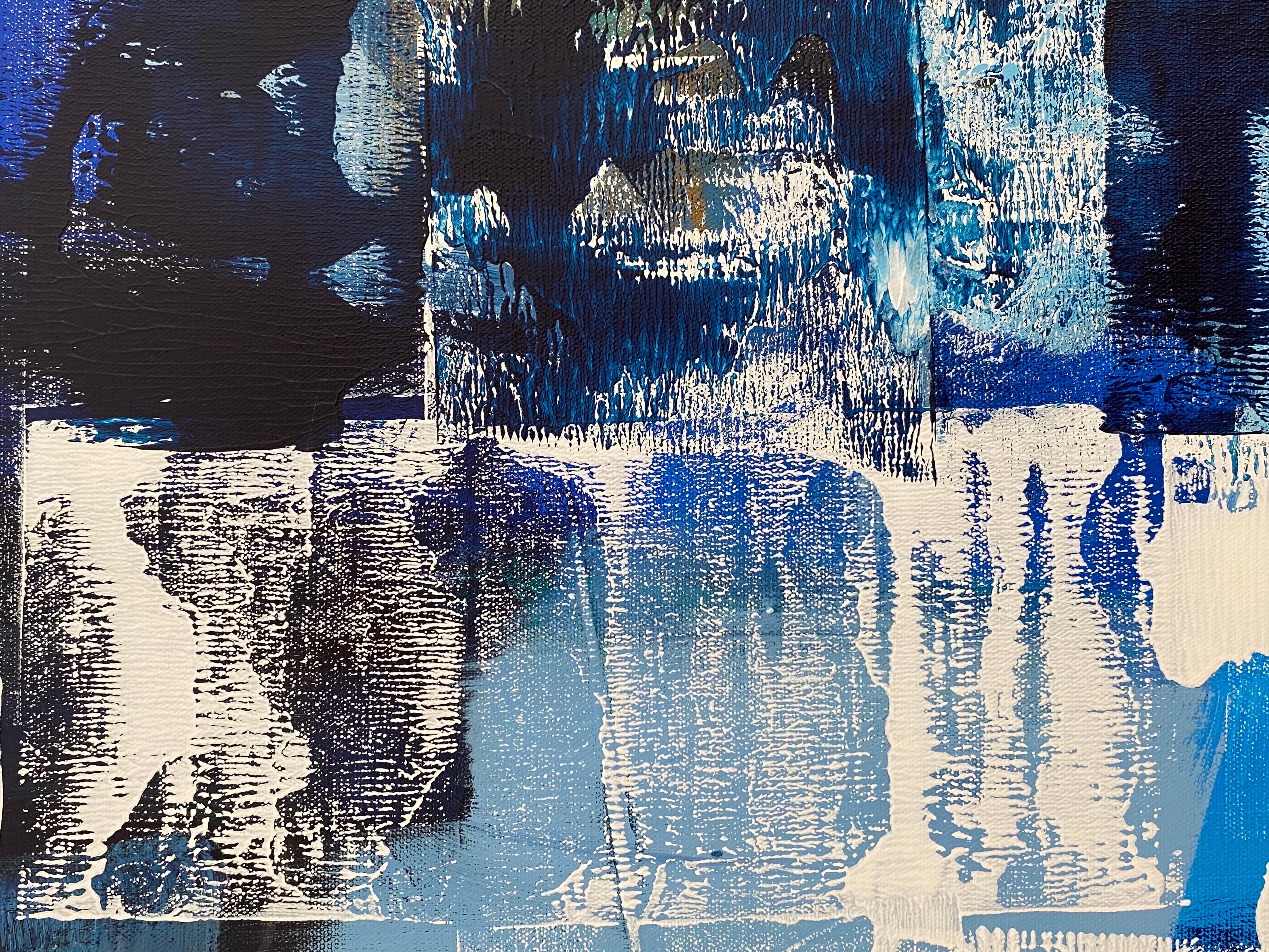 Américain Grande peinture abstraite bleue intitulée « Mykos » de Rebecca Ruoff, 2021 en vente