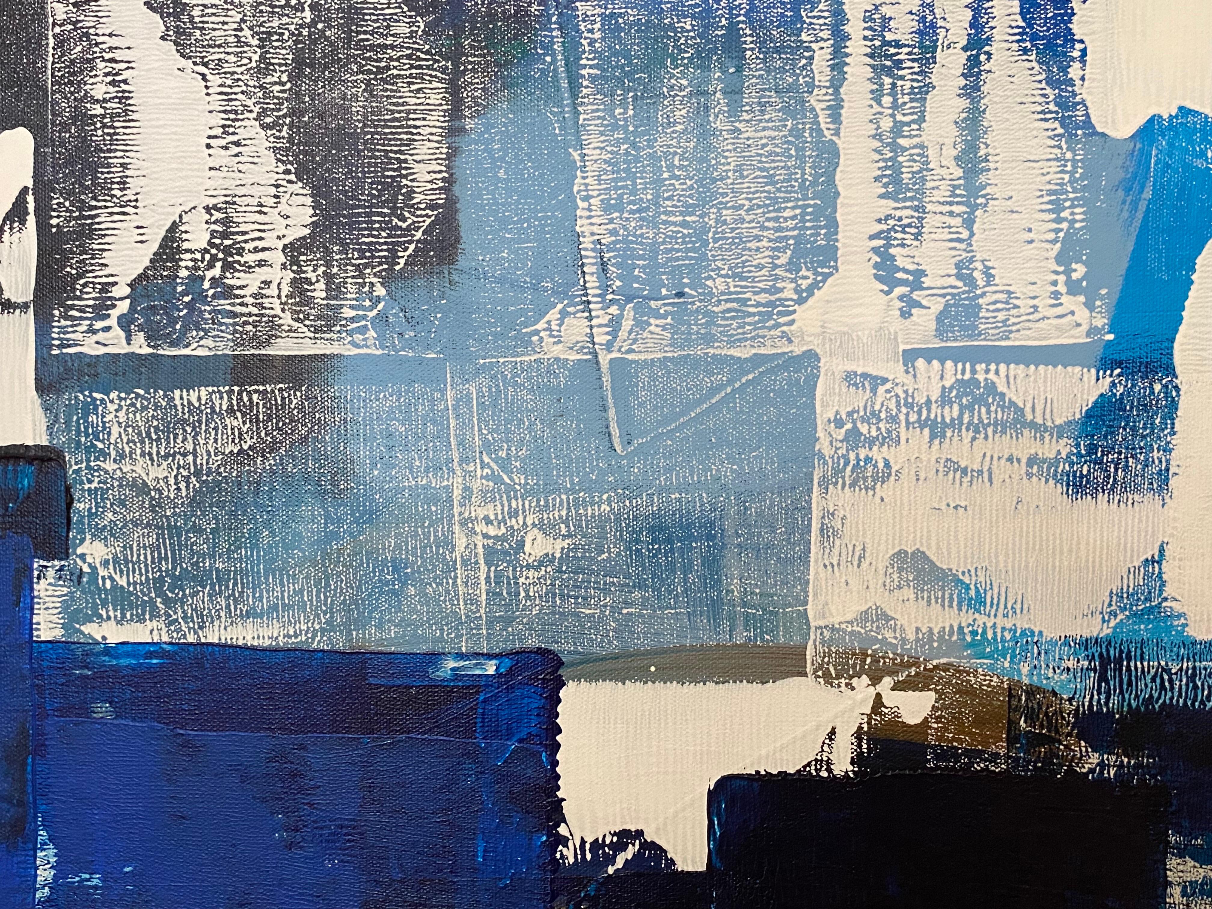 Grande peinture abstraite bleue intitulée « Mykos » de Rebecca Ruoff, 2021 Bon état - En vente à Bedford Hills, NY