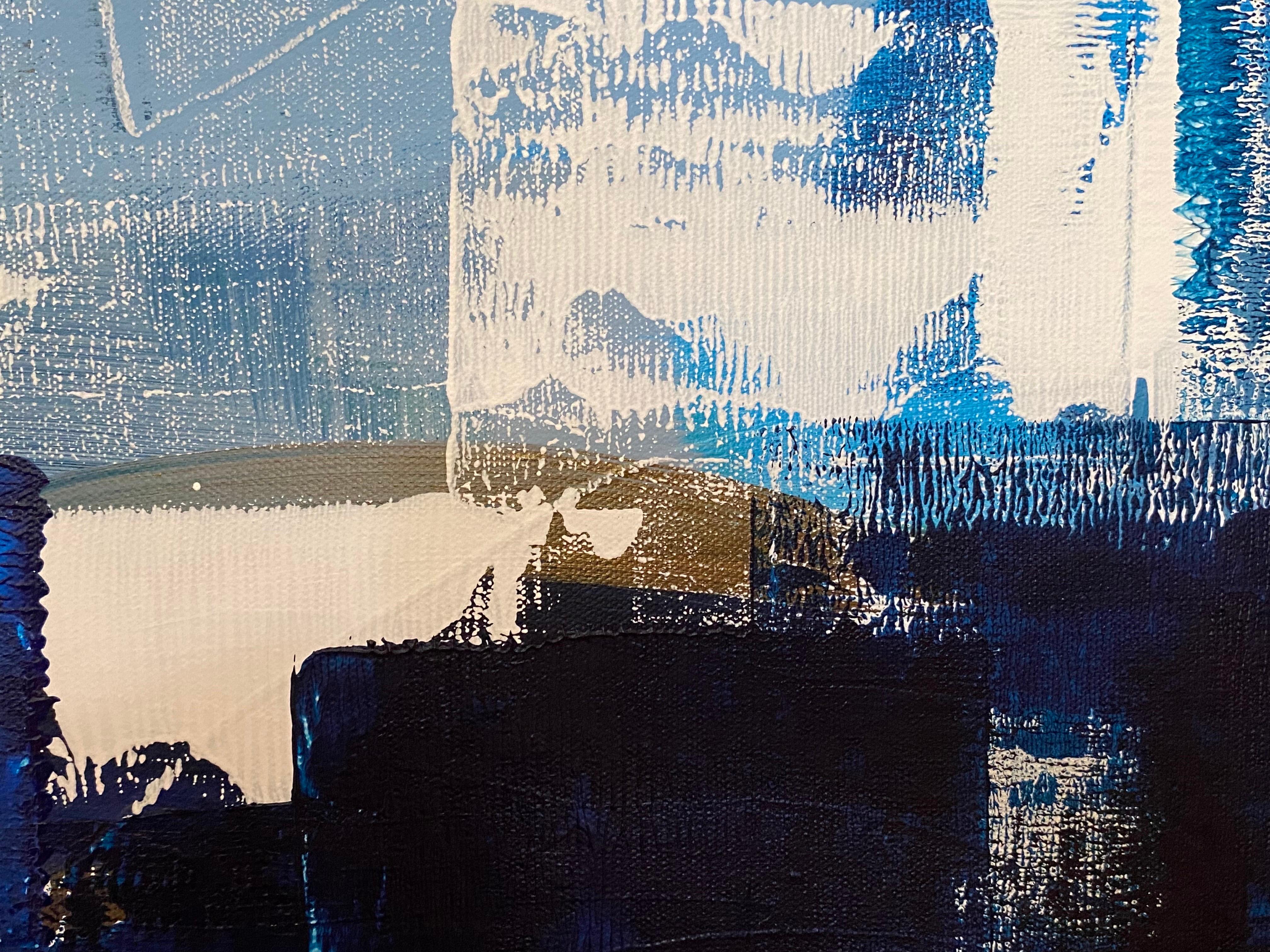 XXIe siècle et contemporain Grande peinture abstraite bleue intitulée « Mykos » de Rebecca Ruoff, 2021 en vente