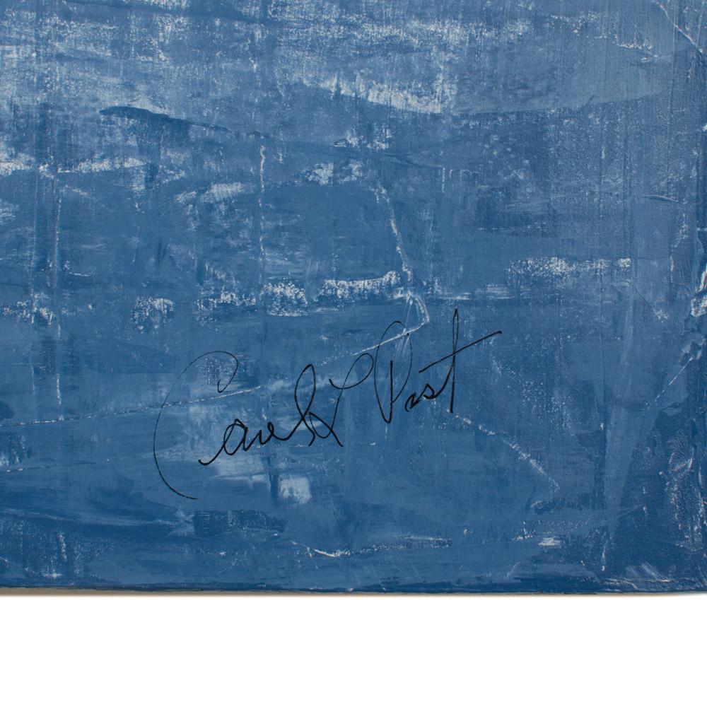Tela Grande dipinto astratto blu in gesso veneziano, Carol Post,  2019 in vendita