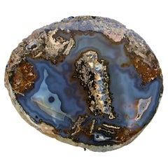 Large Blue Agate Slab Mounted on a Stand