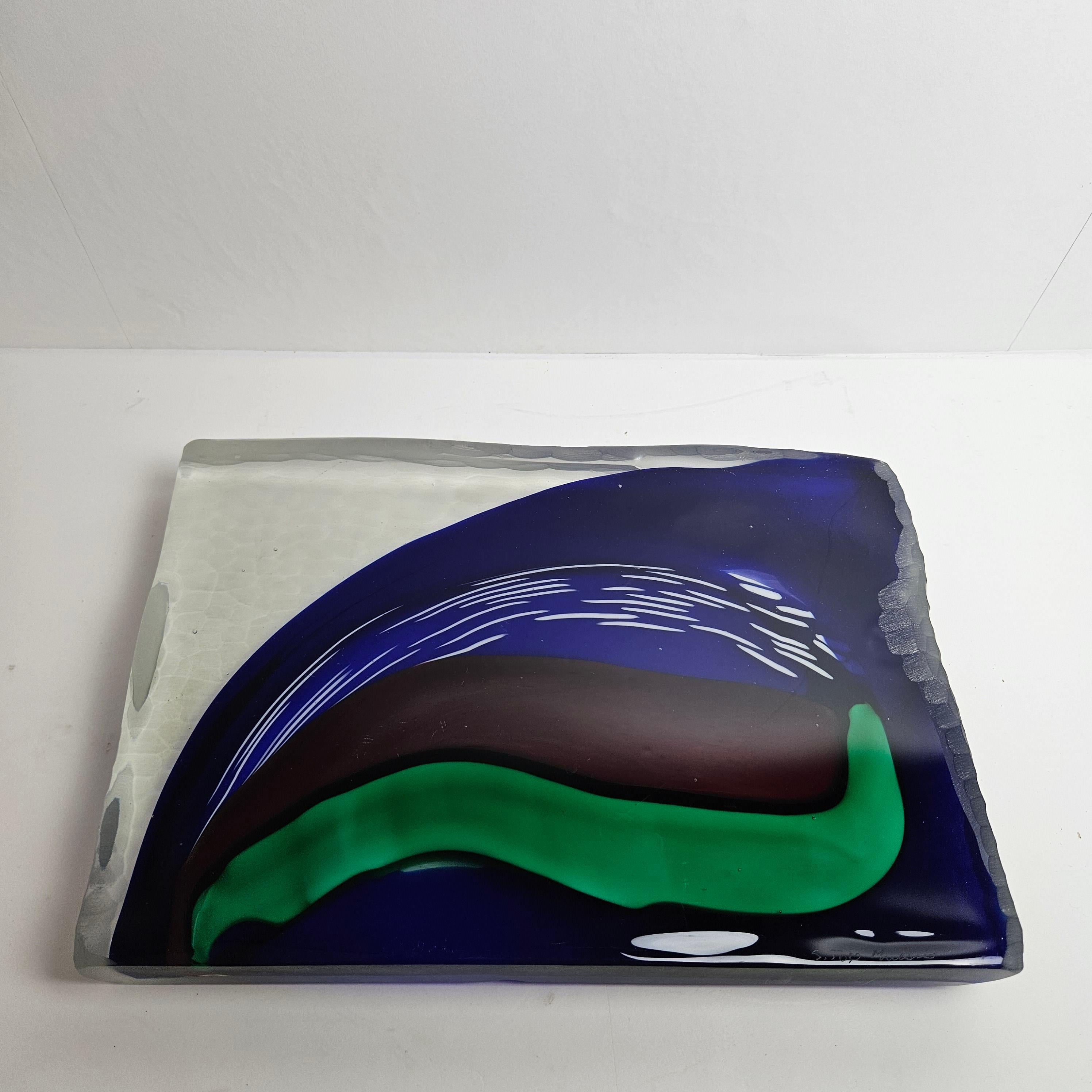 Grande oggetto in vetro di Murano blu e verde di Stefano Toso, anni '90 in vendita 5
