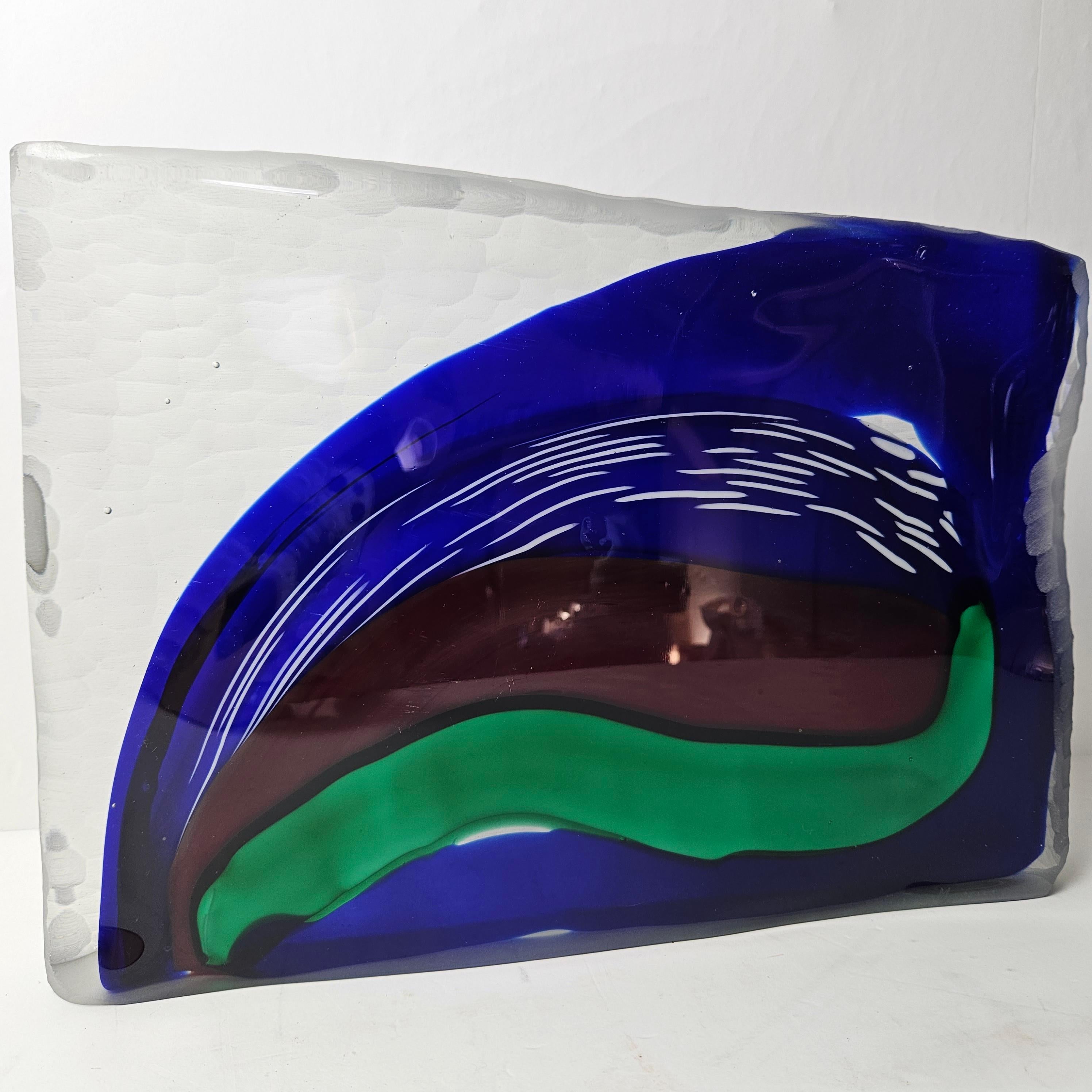 Grande oggetto in vetro di Murano blu e verde di Stefano Toso, anni '90 in vendita 6