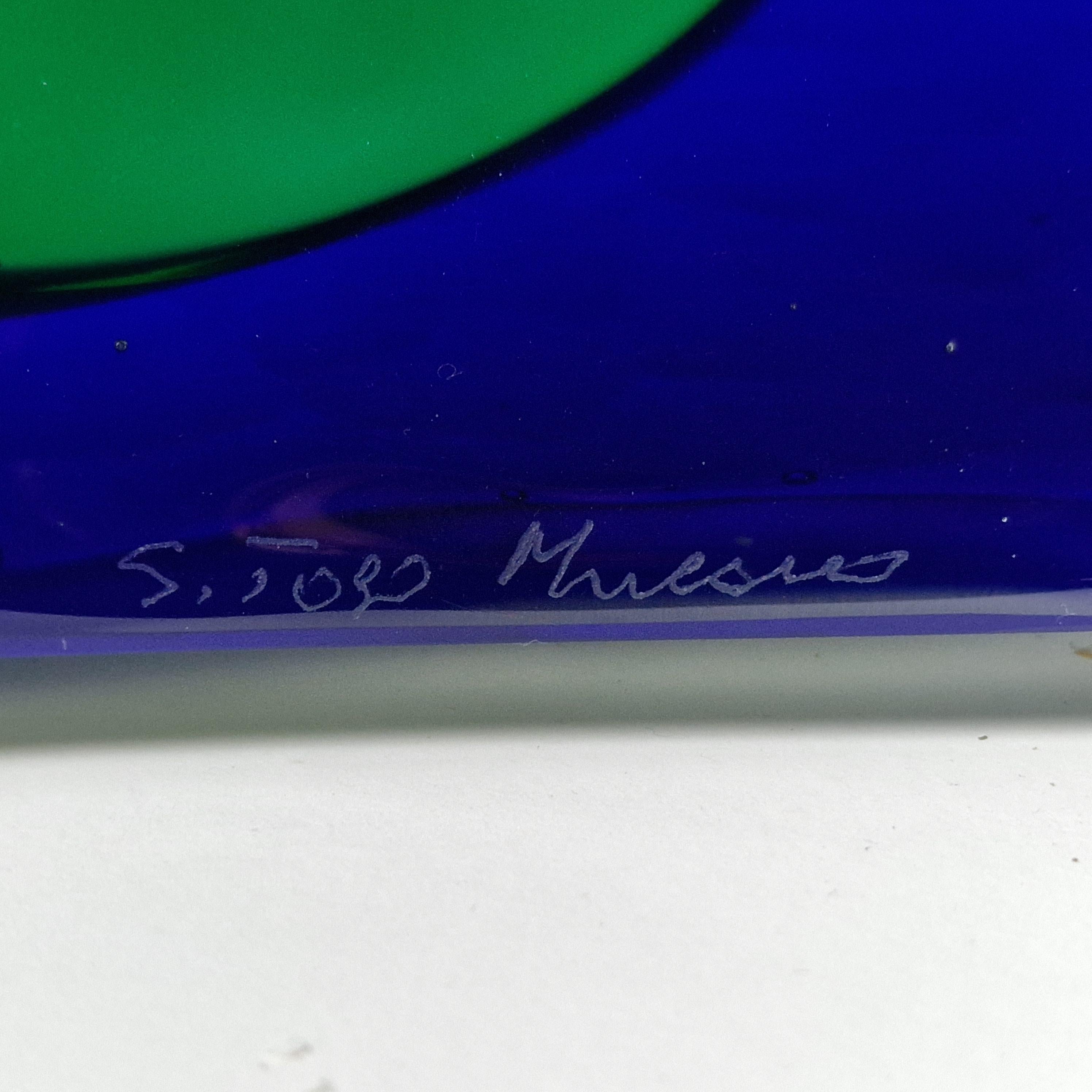 Grande oggetto in vetro di Murano blu e verde di Stefano Toso, anni '90 in vendita 8