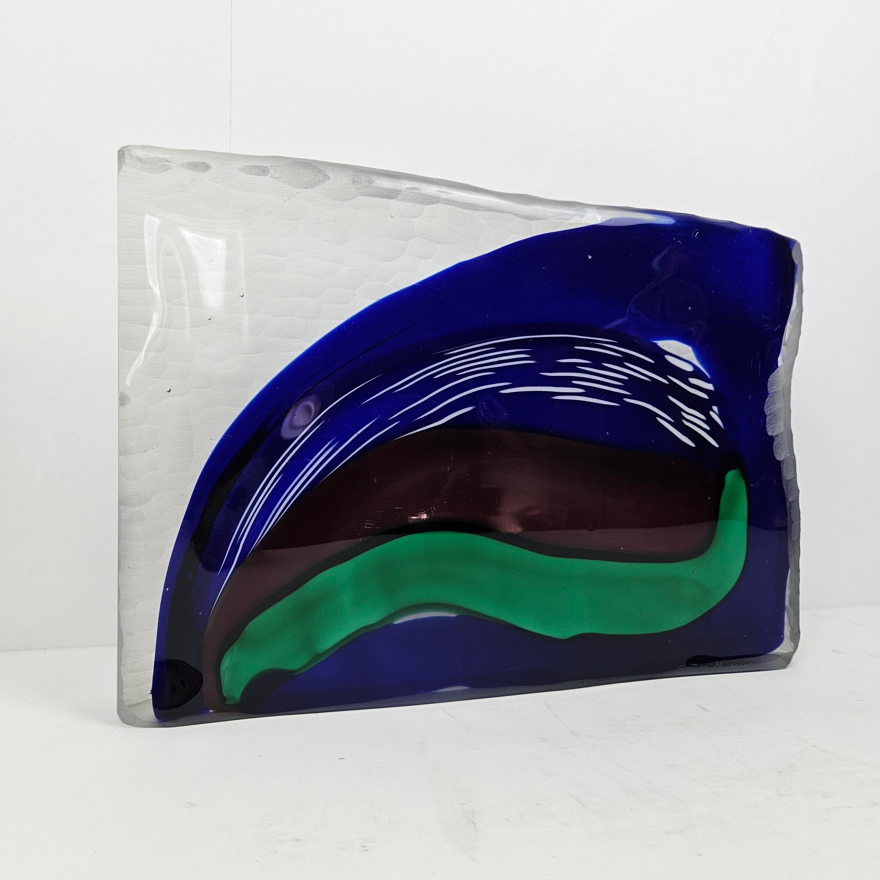 Moderno Grande oggetto in vetro di Murano blu e verde di Stefano Toso, anni '90 in vendita