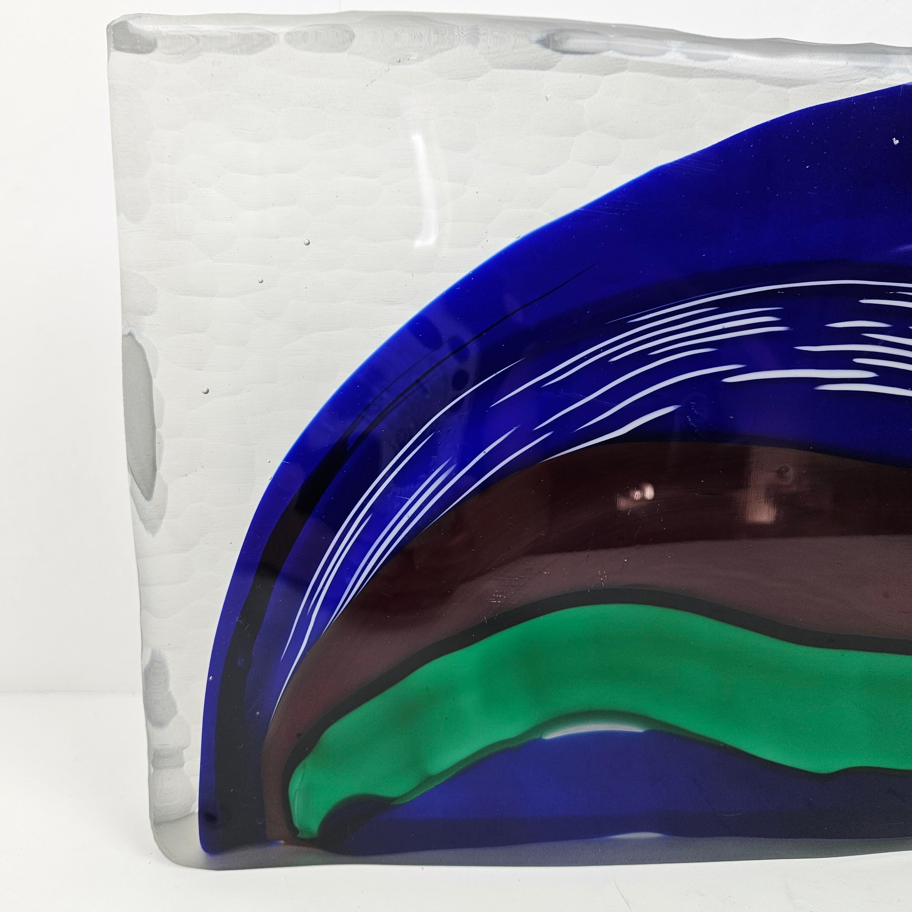 Italiano Grande oggetto in vetro di Murano blu e verde di Stefano Toso, anni '90 in vendita