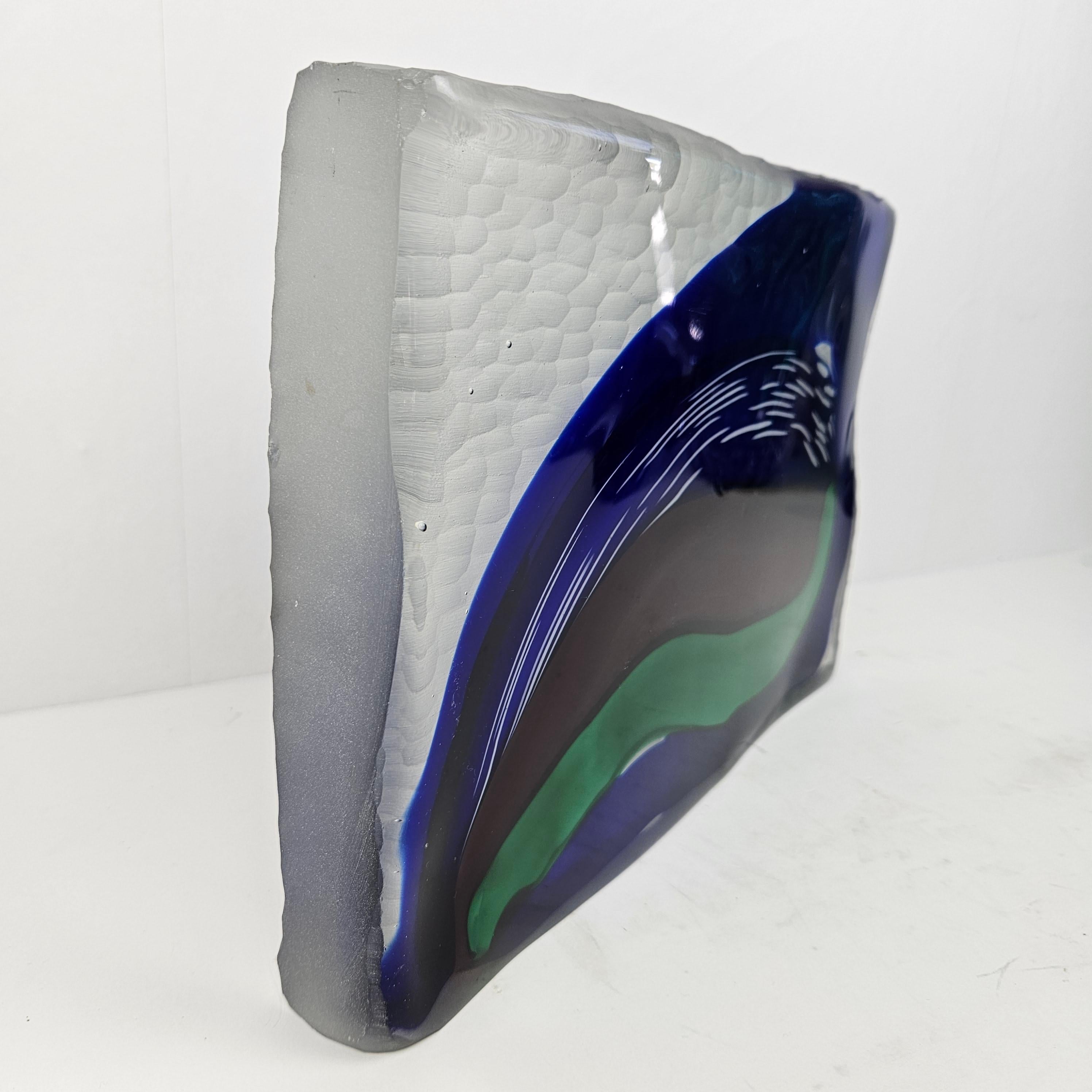 Fatto a mano Grande oggetto in vetro di Murano blu e verde di Stefano Toso, anni '90 in vendita